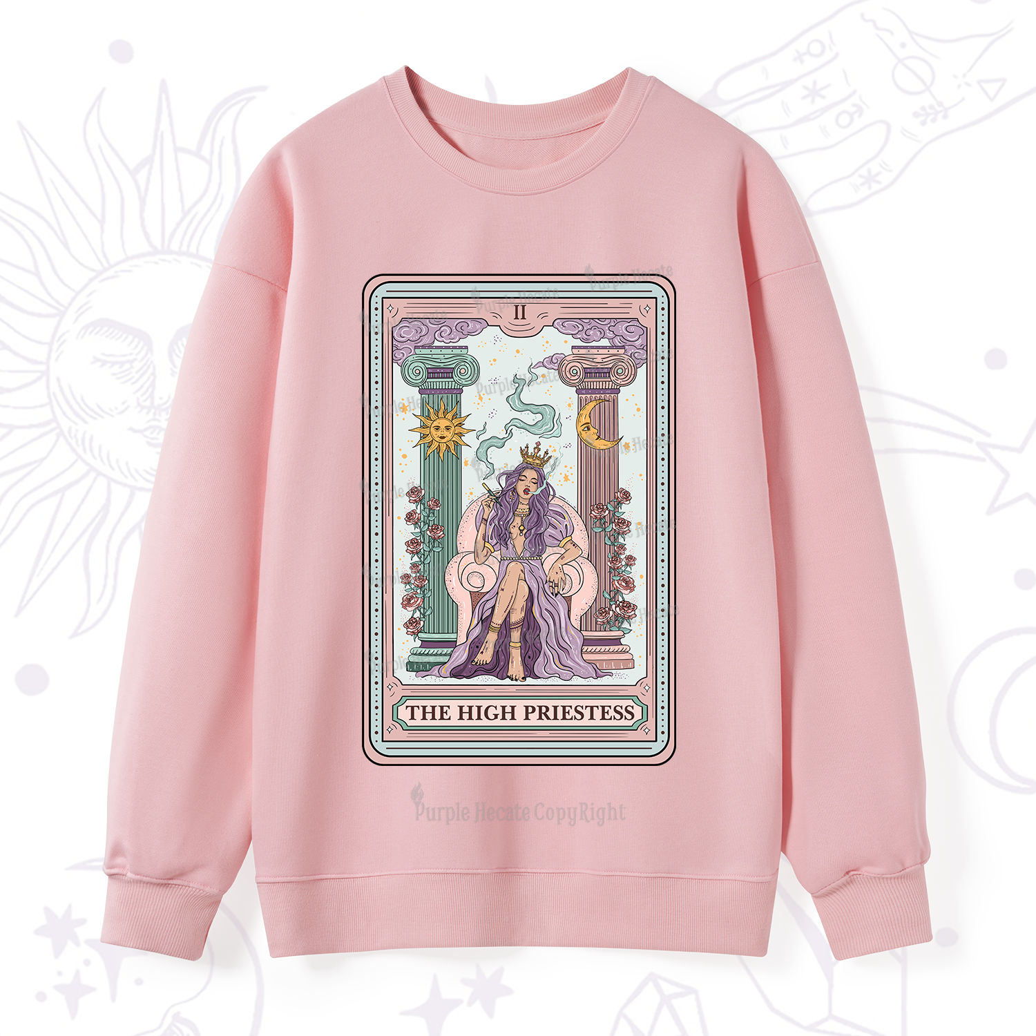 Purplehecate The High Priestess Tarot Card Sweatshirt