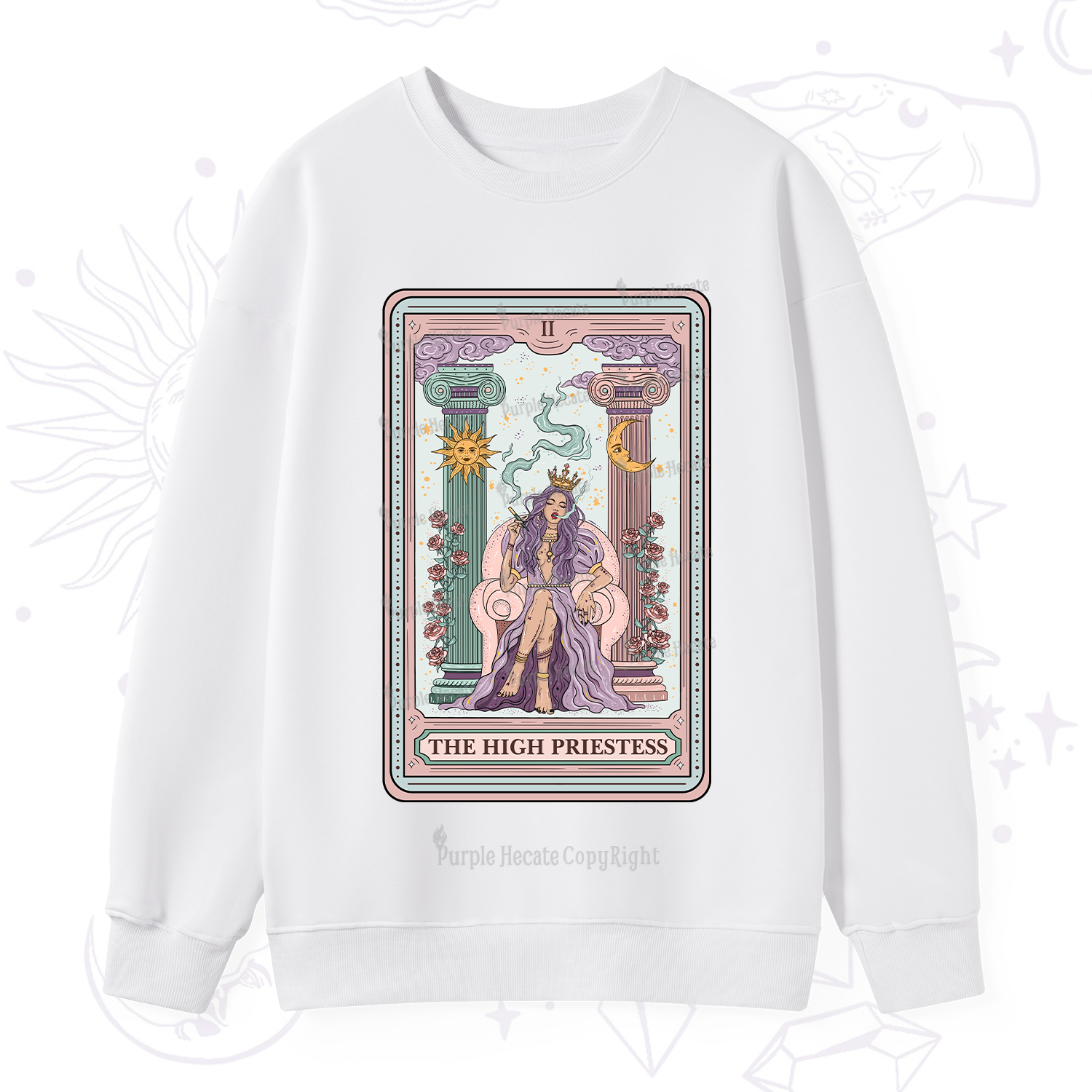 Purplehecate The High Priestess Tarot Card Sweatshirt
