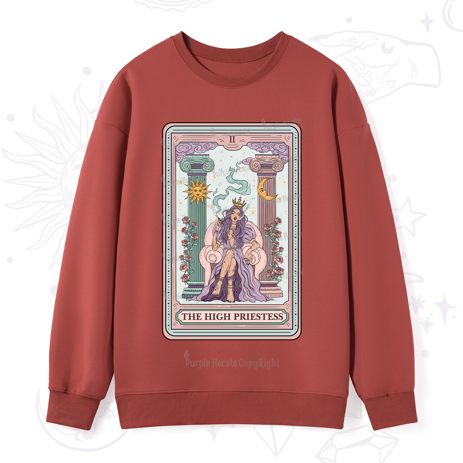 Purplehecate The High Priestess Tarot Card Sweatshirt