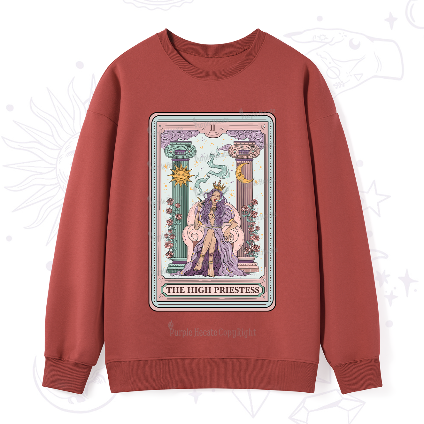 Purplehecate The High Priestess Tarot Card Sweatshirt