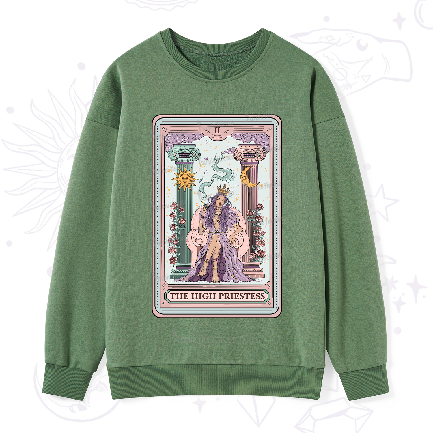 Purplehecate The High Priestess Tarot Card Sweatshirt