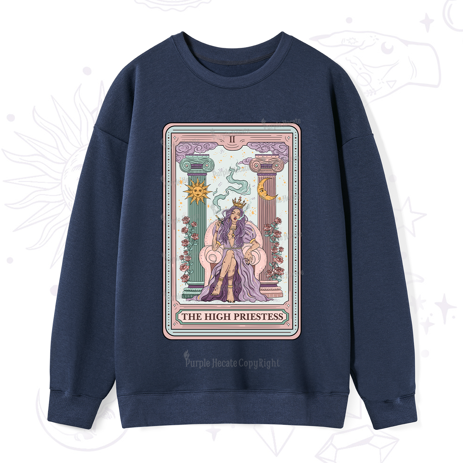 Purplehecate The High Priestess Tarot Card Sweatshirt