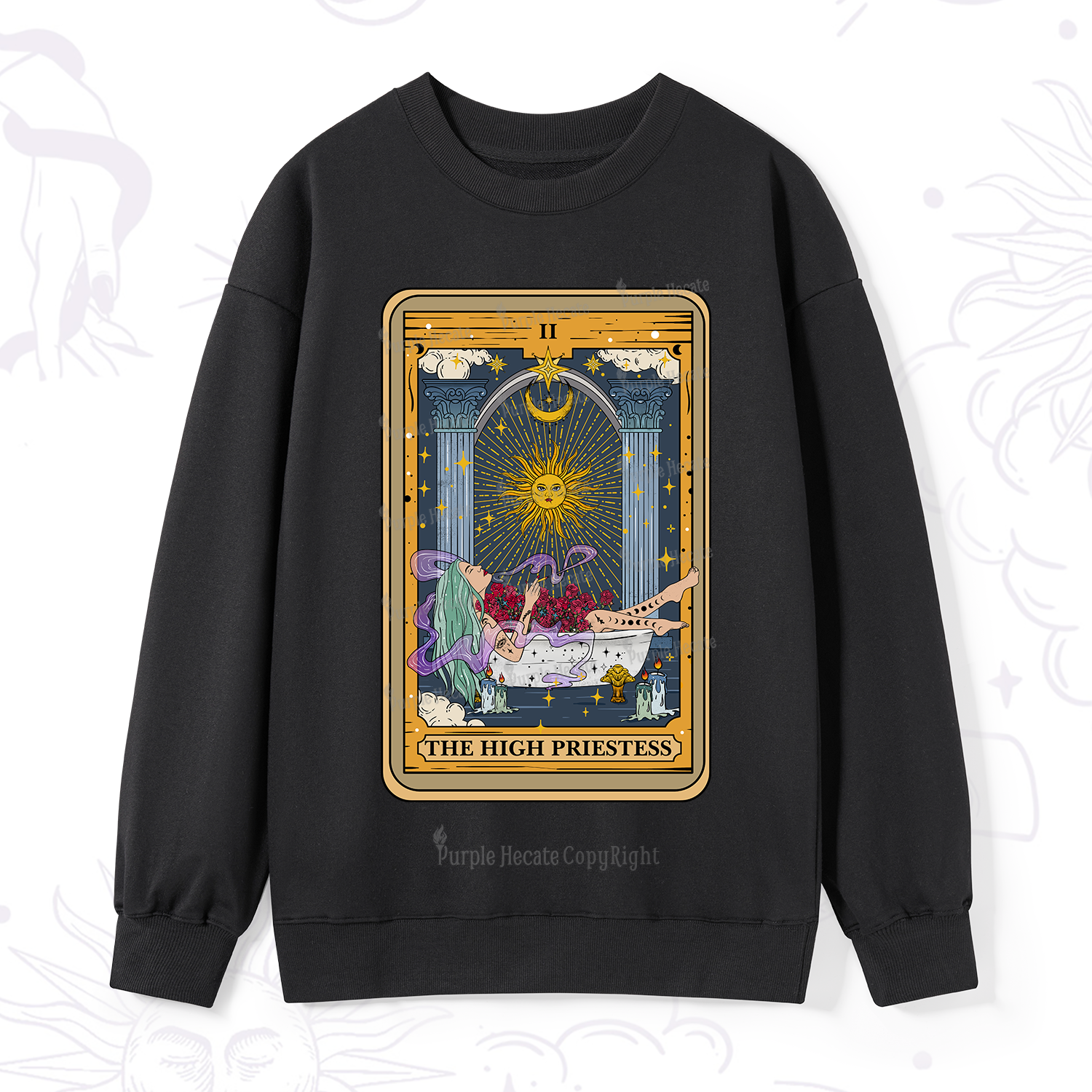 Purplehecate The High Priestess Tarot Card Sweatshirt