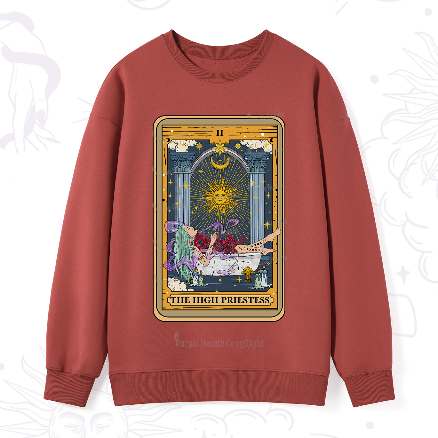 Purplehecate The High Priestess Tarot Card Sweatshirt