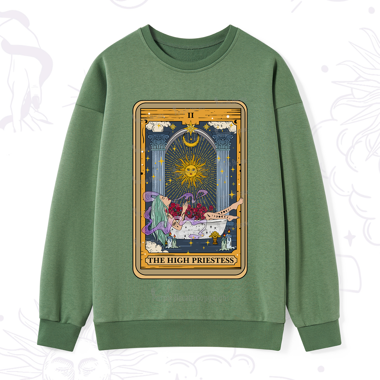 Purplehecate The High Priestess Tarot Card Sweatshirt