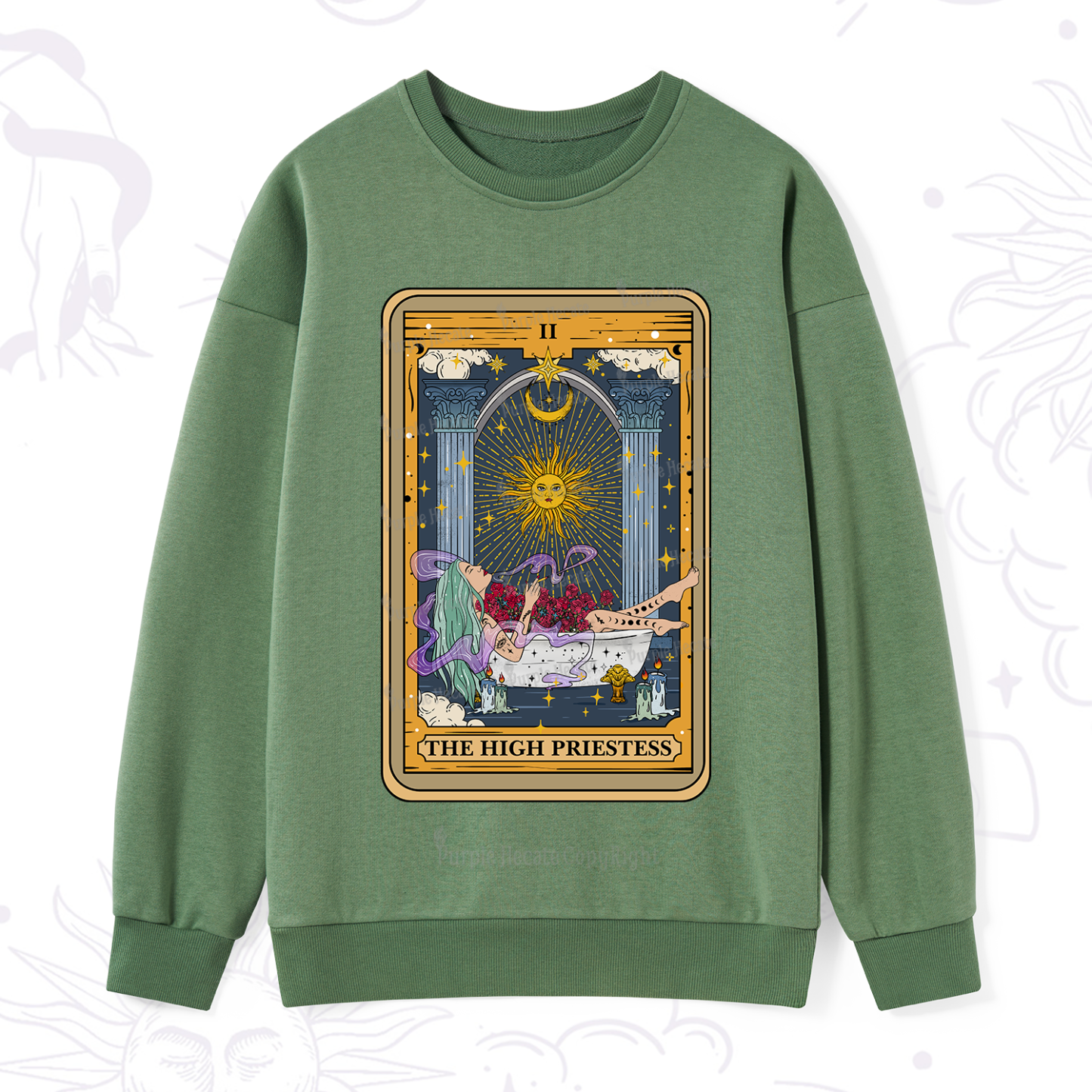 Purplehecate The High Priestess Tarot Card Sweatshirt