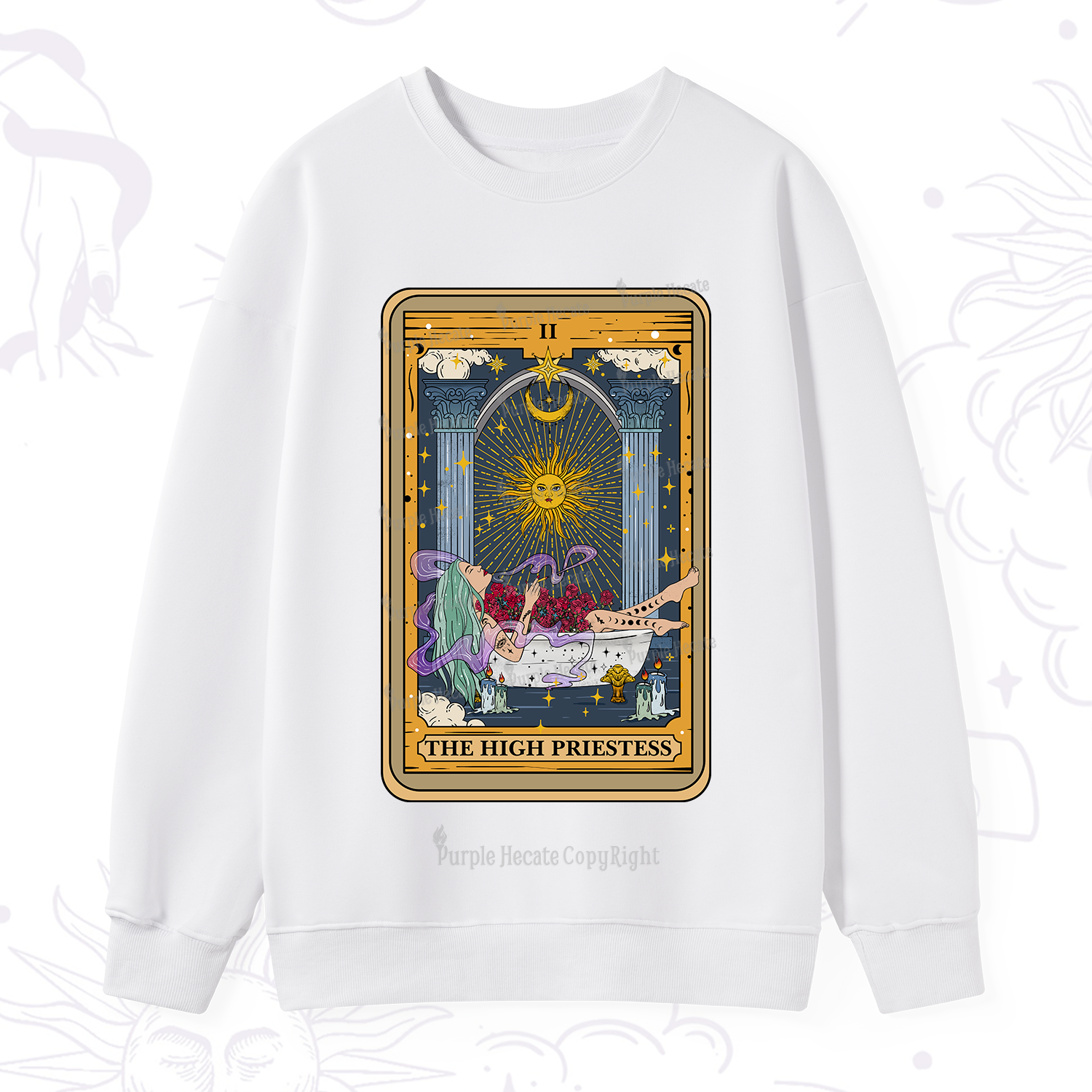 Purplehecate The High Priestess Tarot Card Sweatshirt