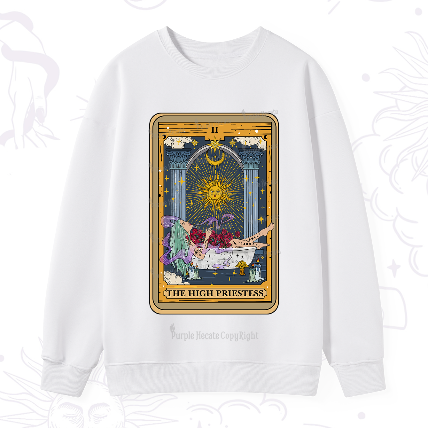 Purplehecate The High Priestess Tarot Card Sweatshirt