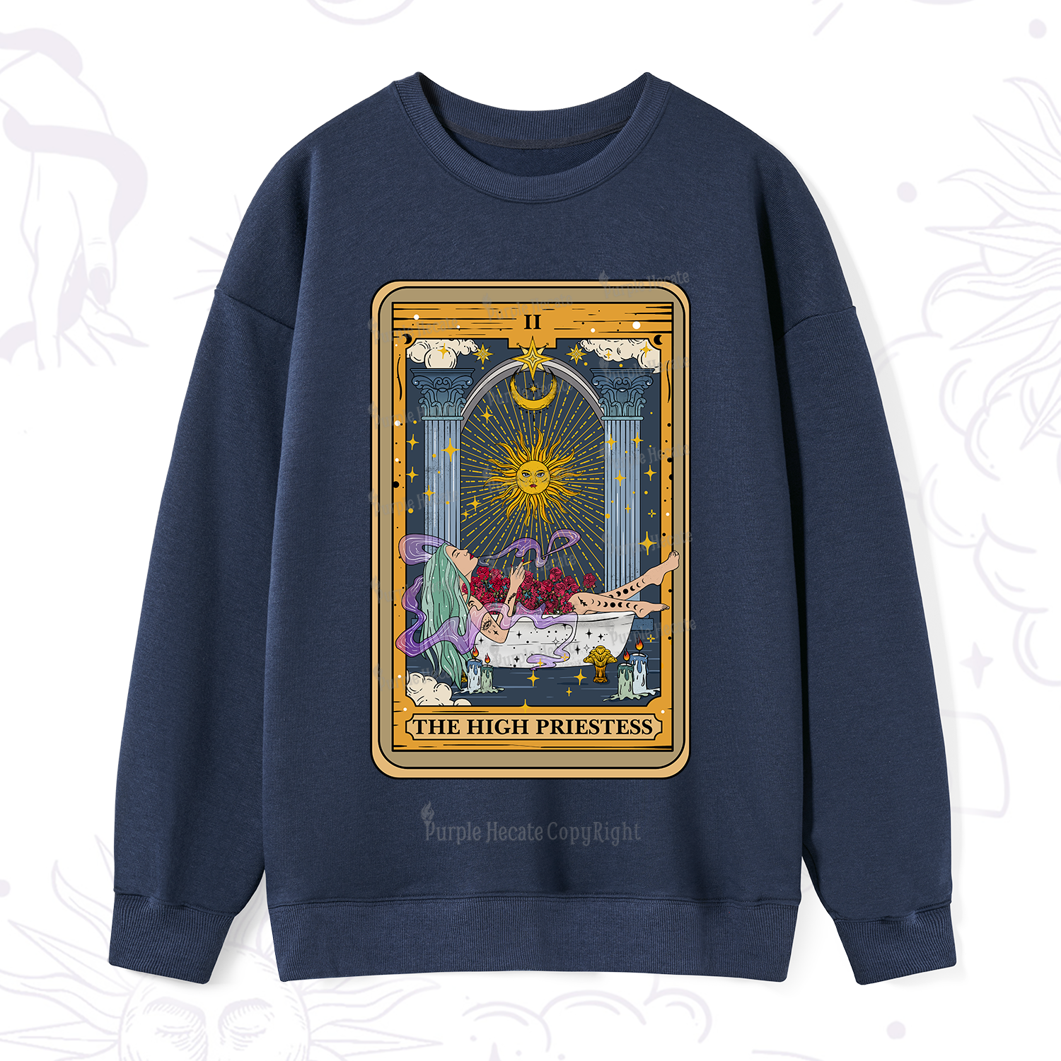 Purplehecate The High Priestess Tarot Card Sweatshirt