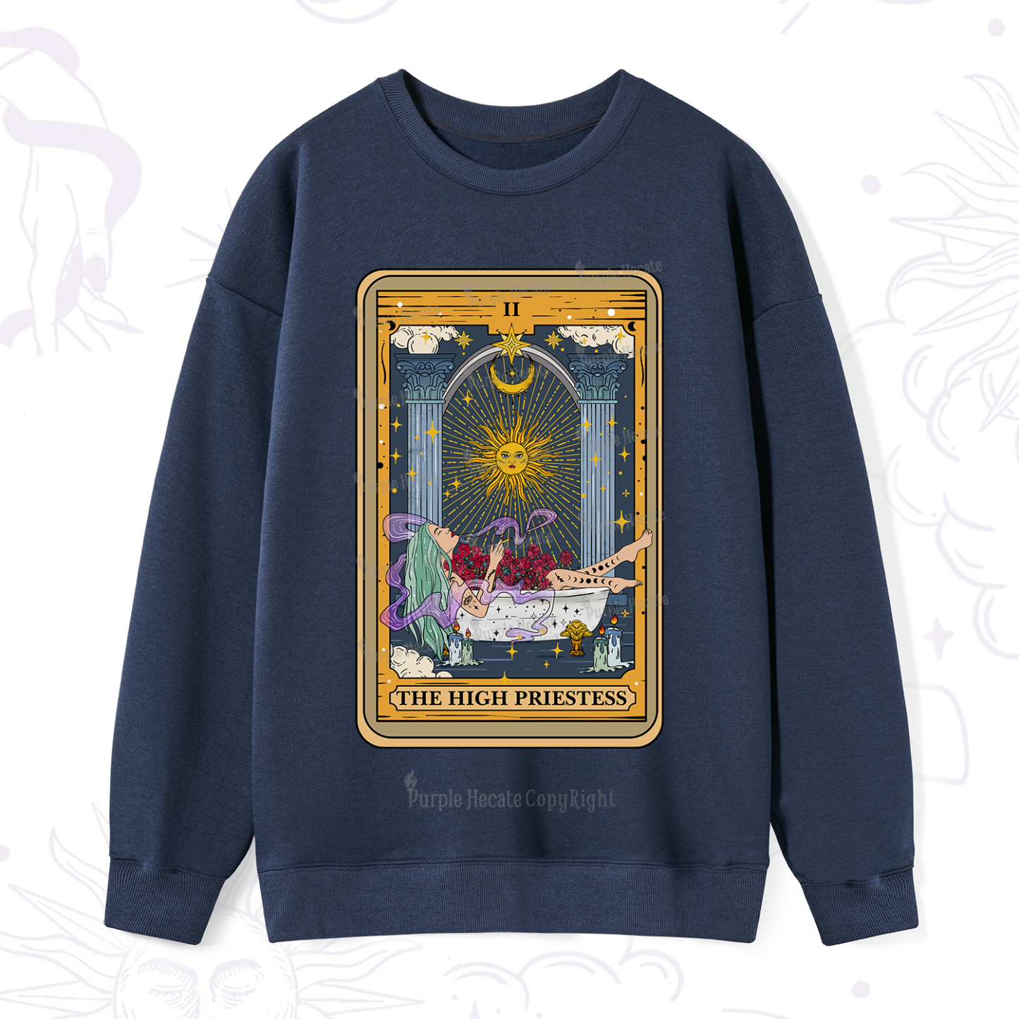 Purplehecate The High Priestess Tarot Card Sweatshirt
