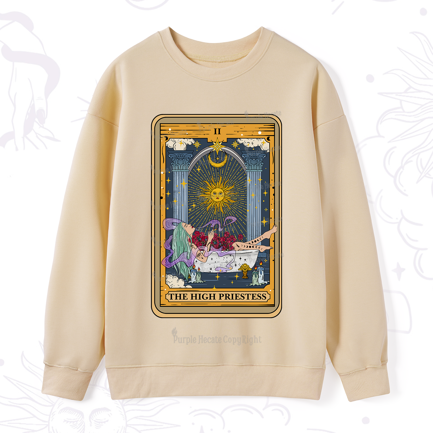 Purplehecate The High Priestess Tarot Card Sweatshirt