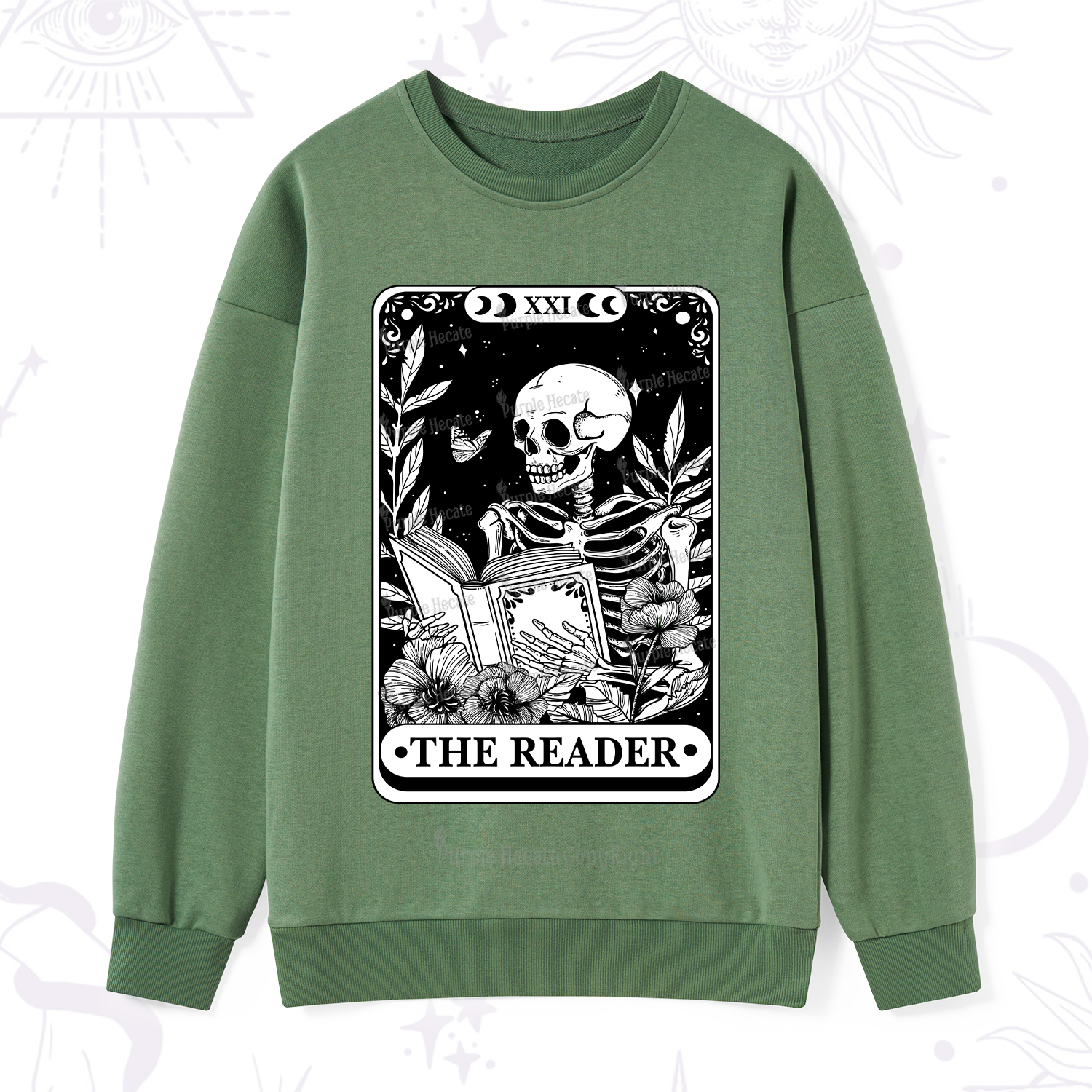 Purplehecate The Reader Tarot Card Sweatshirt