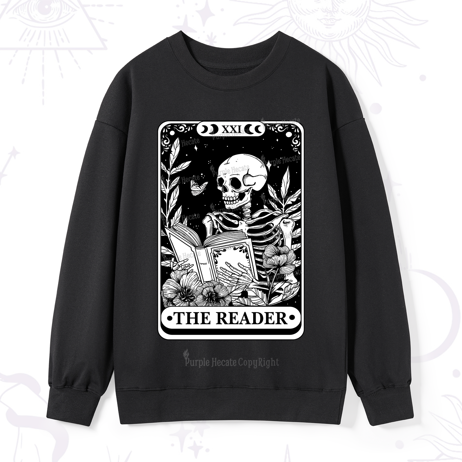 Purplehecate The Reader Tarot Card Sweatshirt