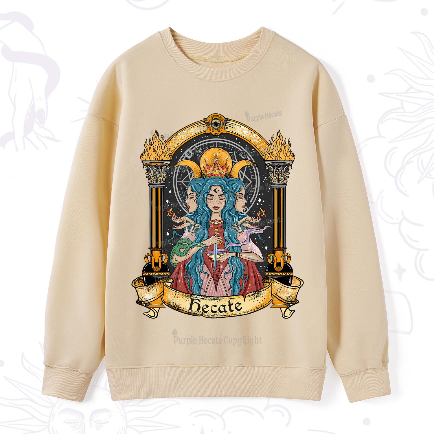Purplehecate Triple Moon Goddess Hecate Sweatshirt