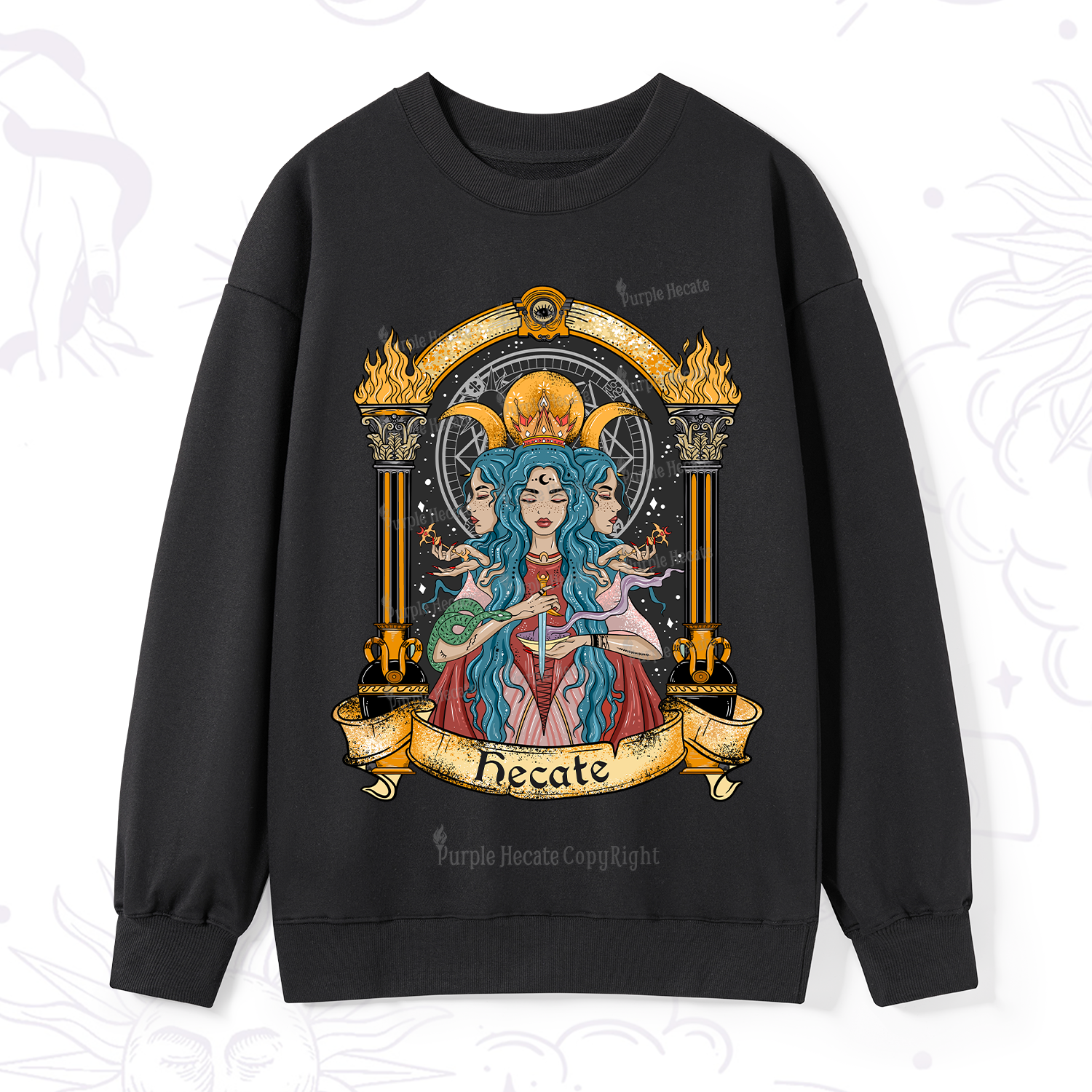 Purplehecate Triple Moon Goddess Hecate Sweatshirt