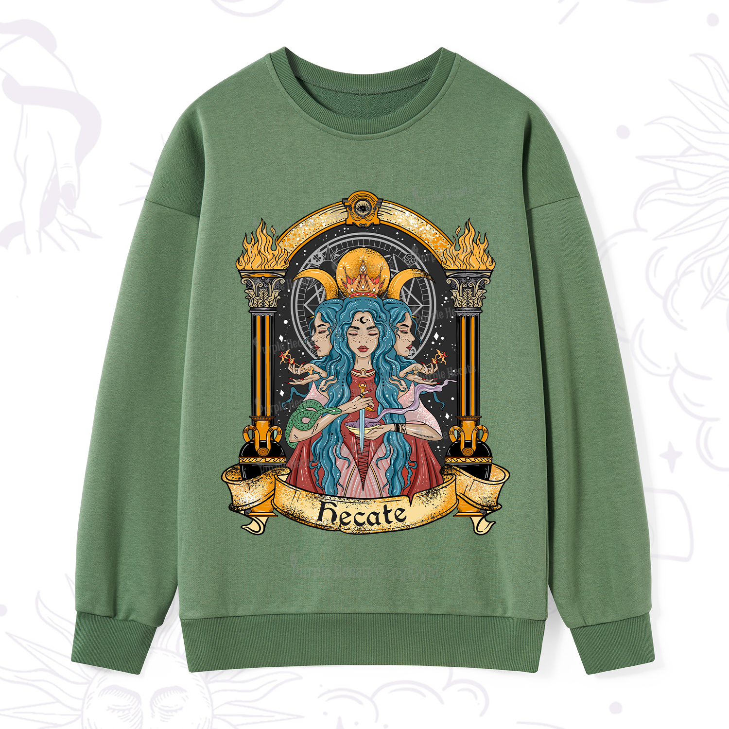 Purplehecate Triple Moon Goddess Hecate Sweatshirt