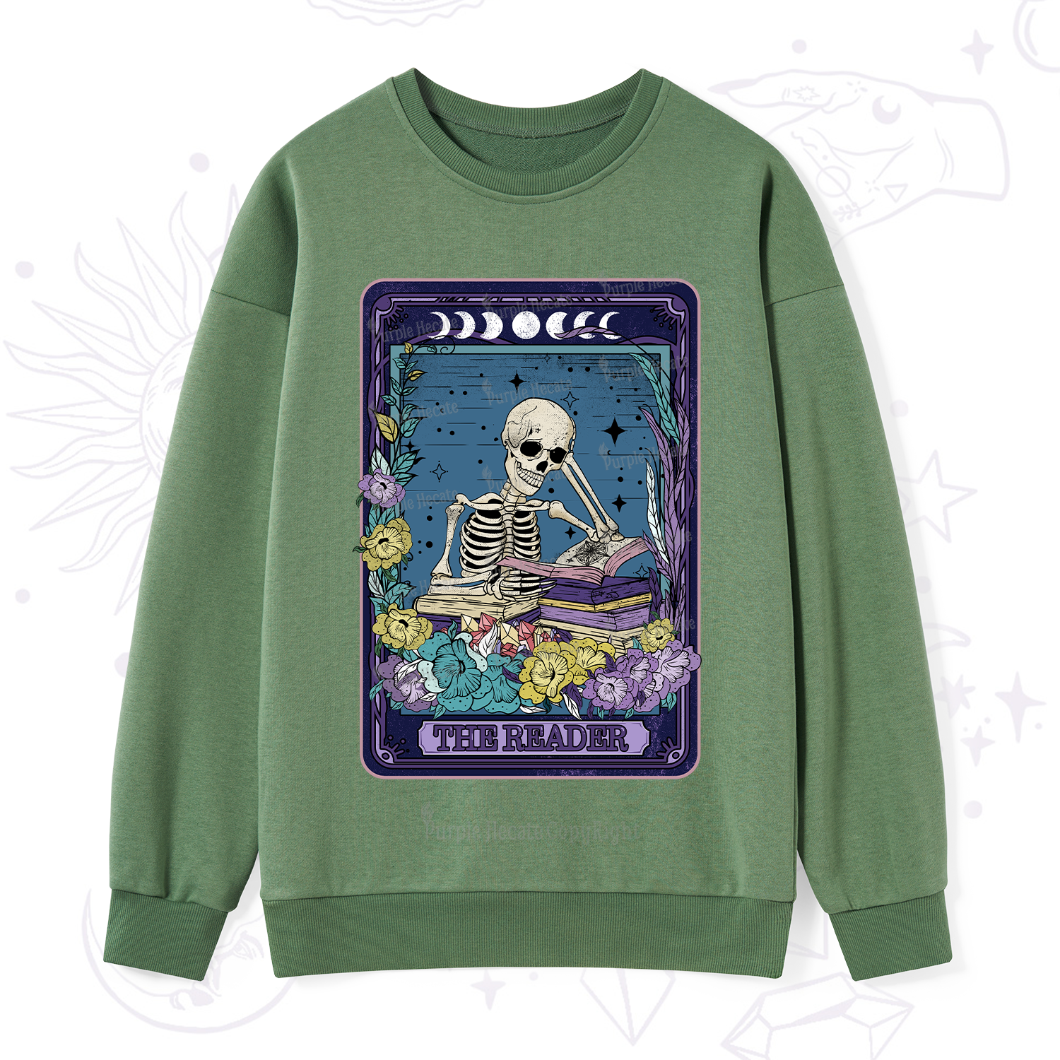 Purplehecate The Reader Tarot Card Sweatshirt