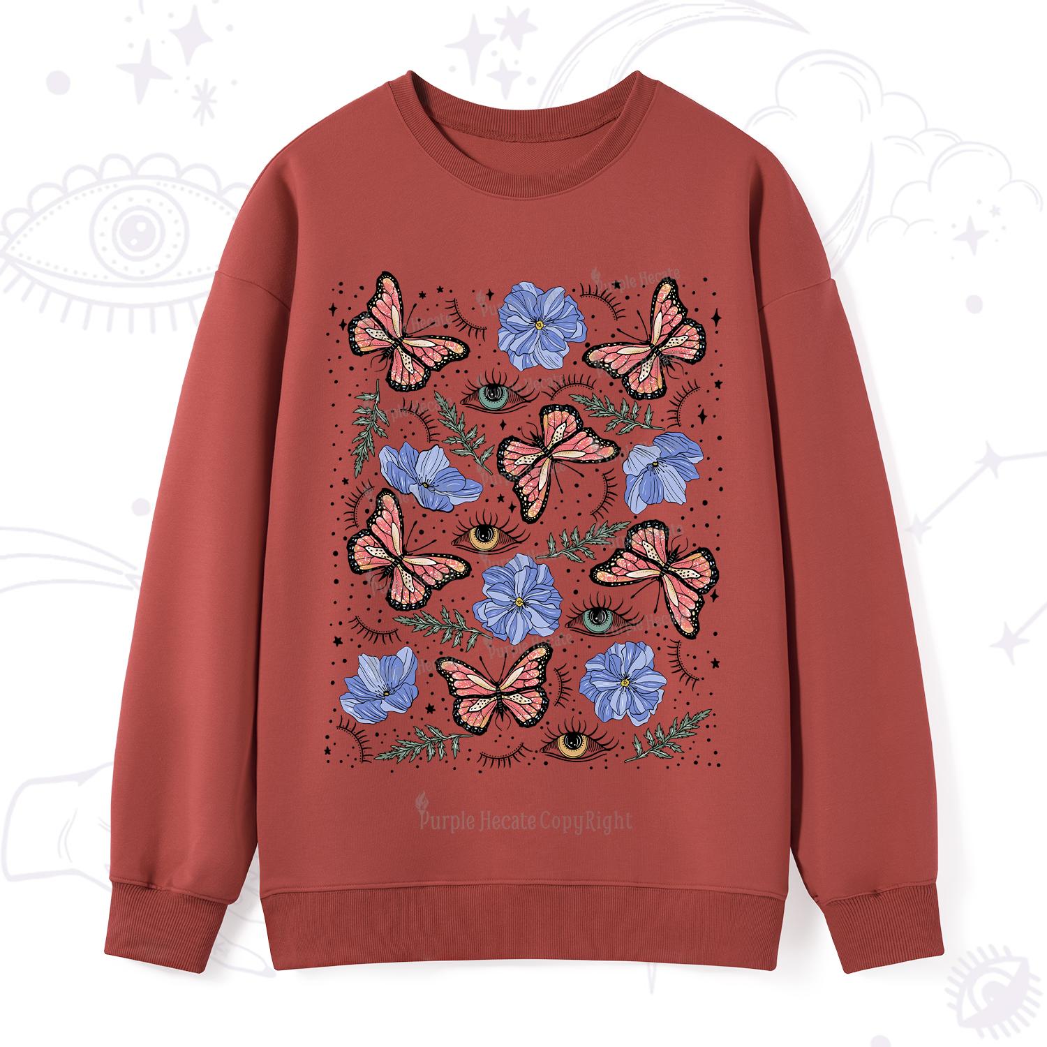Purplehecate Butterfly Floral Sweatshirt