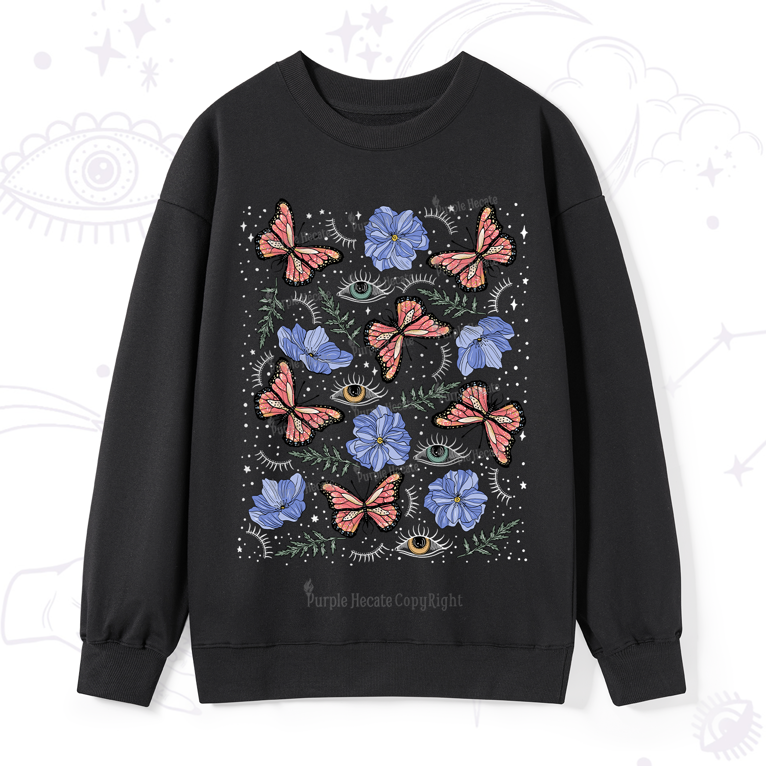 Purplehecate Butterfly Floral Sweatshirt