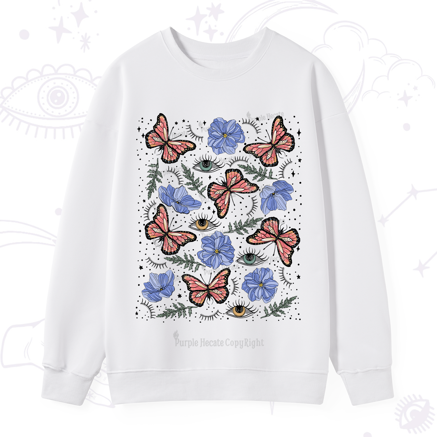 Purplehecate Butterfly Floral Sweatshirt