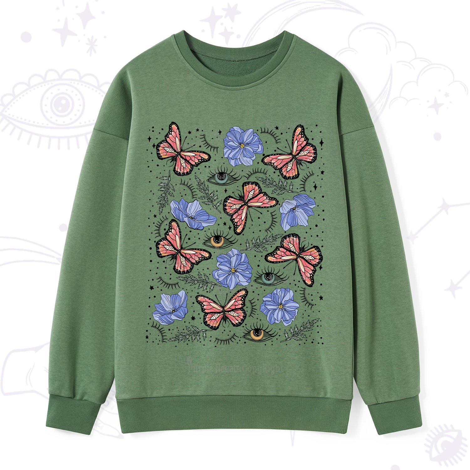 Purplehecate Butterfly Floral Sweatshirt