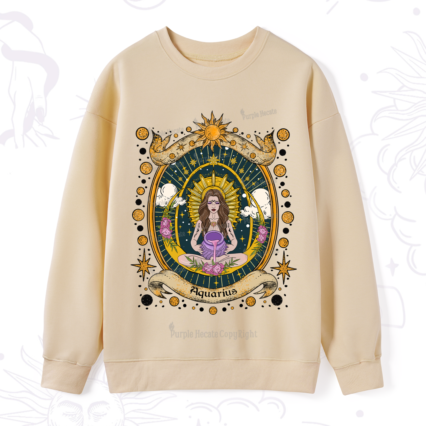 Purplehecate Aquarius Radiance Zodiac Sweatshirt