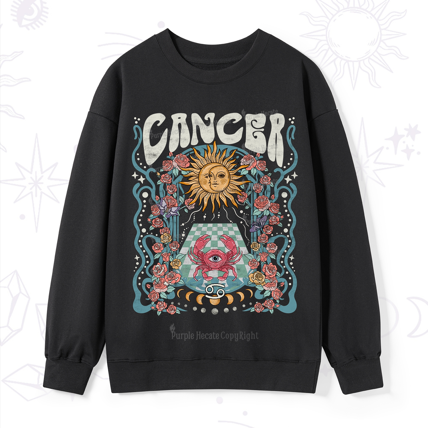 Purplehecate Cancer Spirit Zodiac Sweatshirt