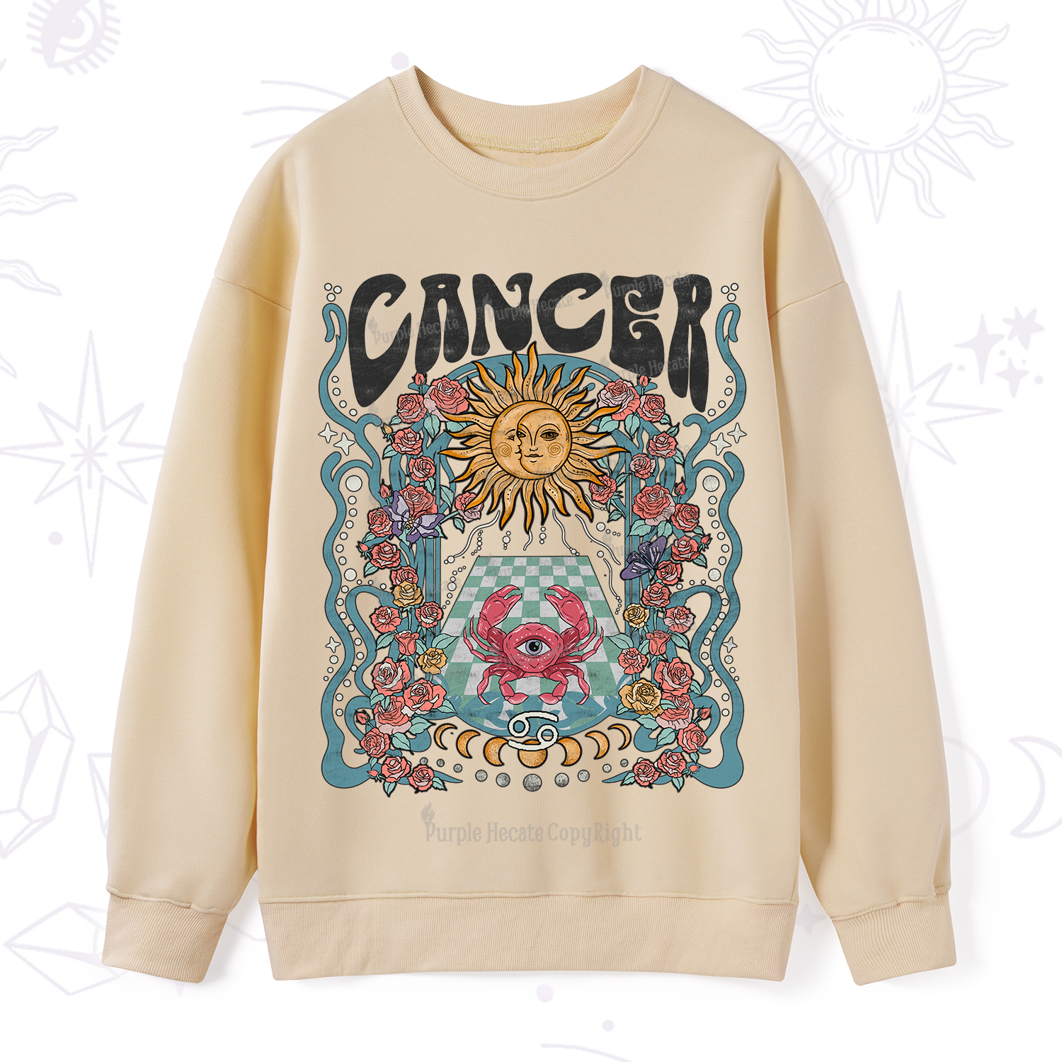 Purplehecate Cancer Spirit Zodiac Sweatshirt