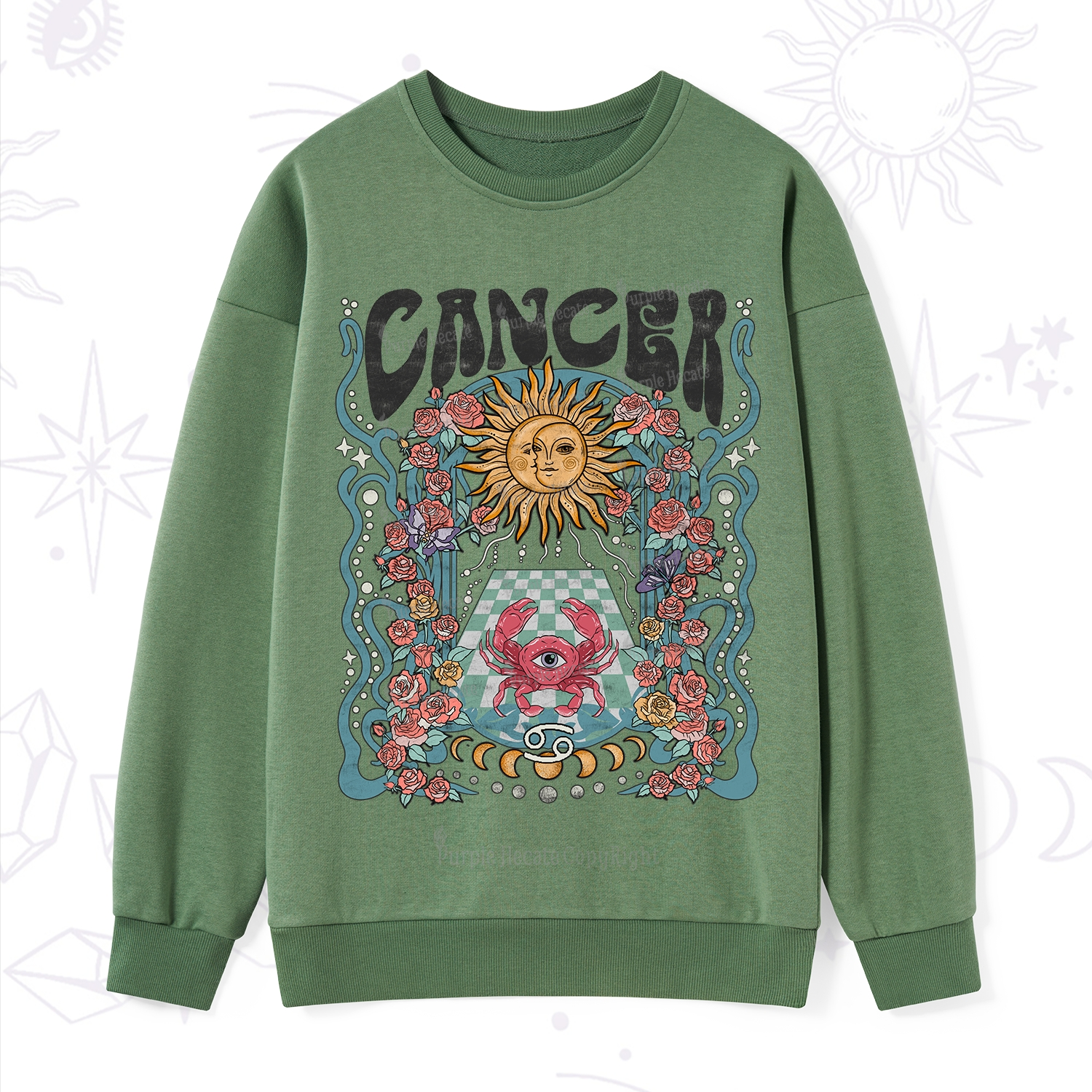 Purplehecate Cancer Spirit Zodiac Sweatshirt