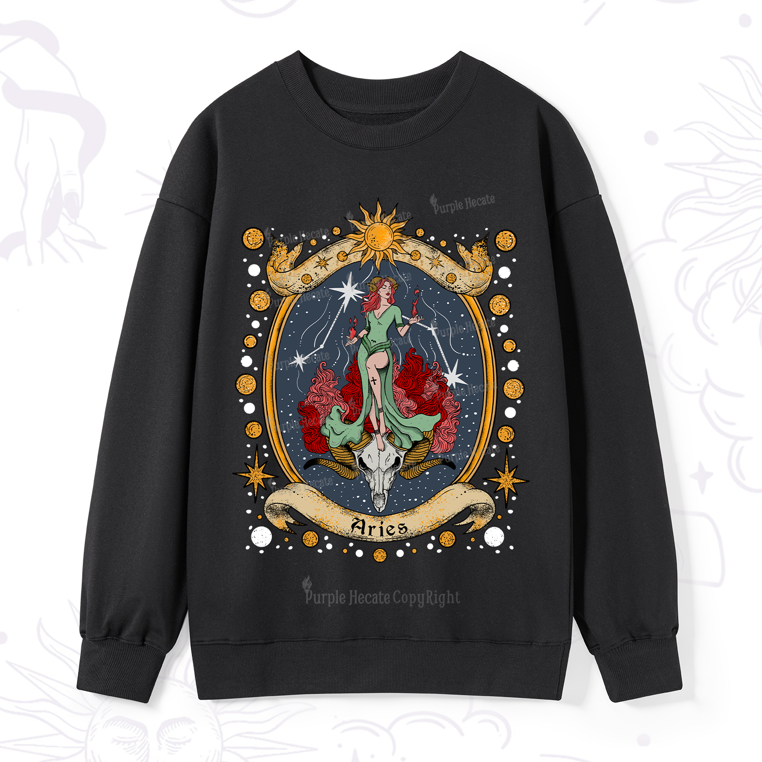 Purplehecate Celestial Aries Zodiac Sweatshirt