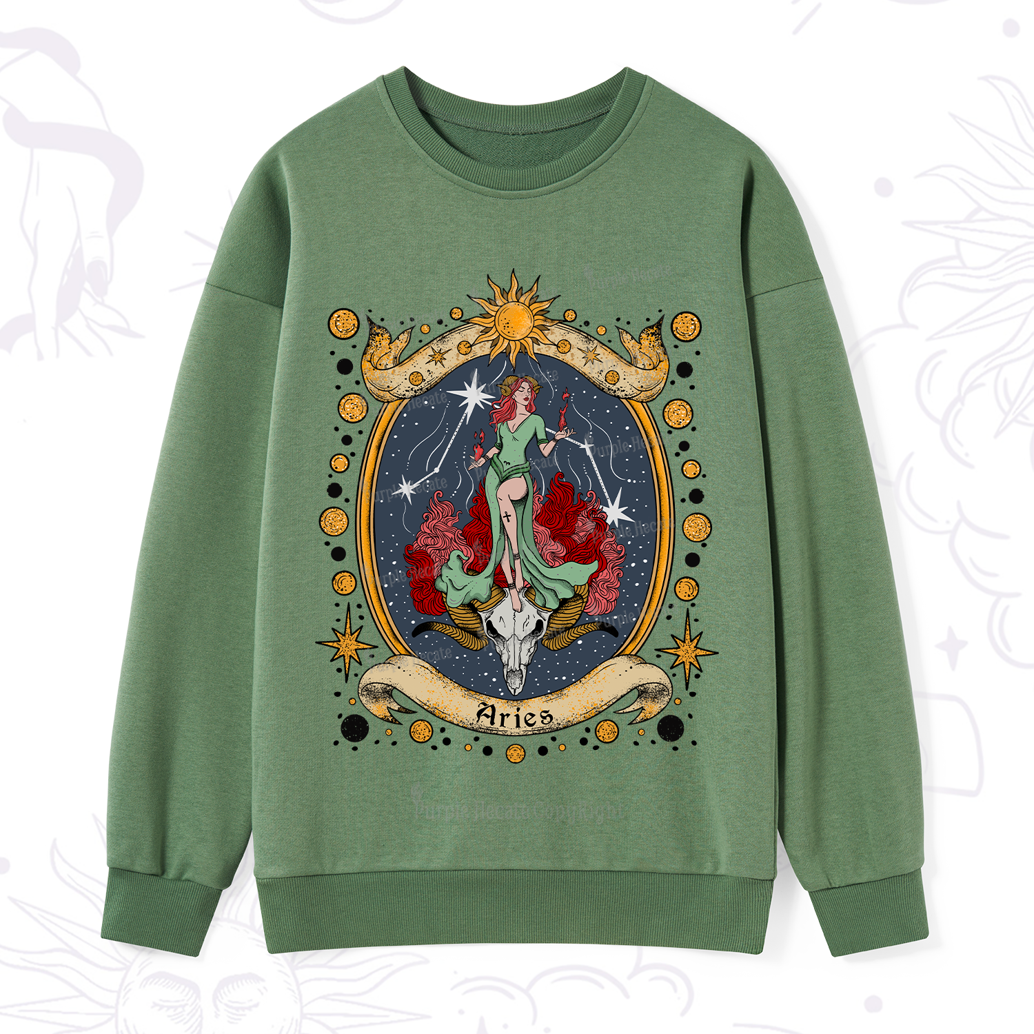 Purplehecate Celestial Aries Zodiac Sweatshirt