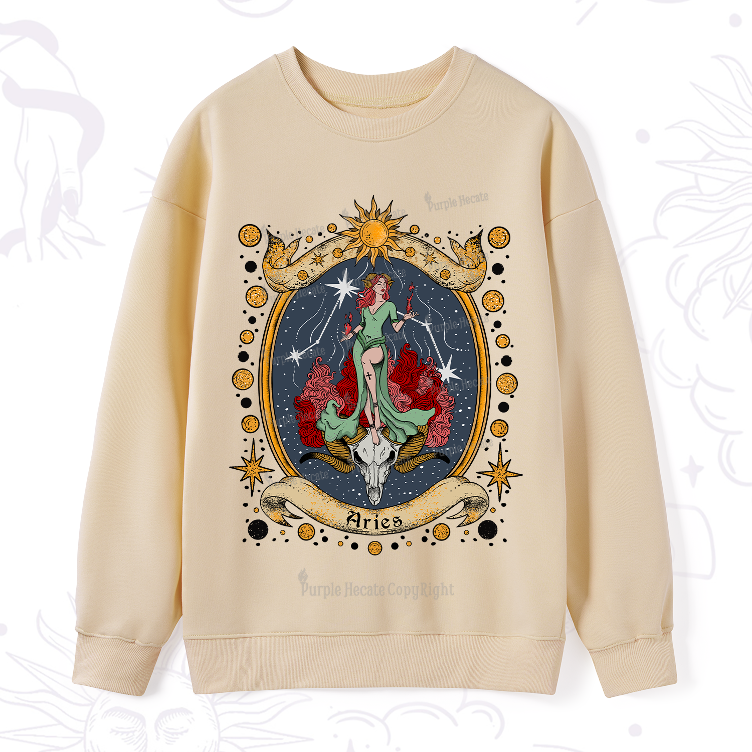 Purplehecate Celestial Aries Zodiac Sweatshirt