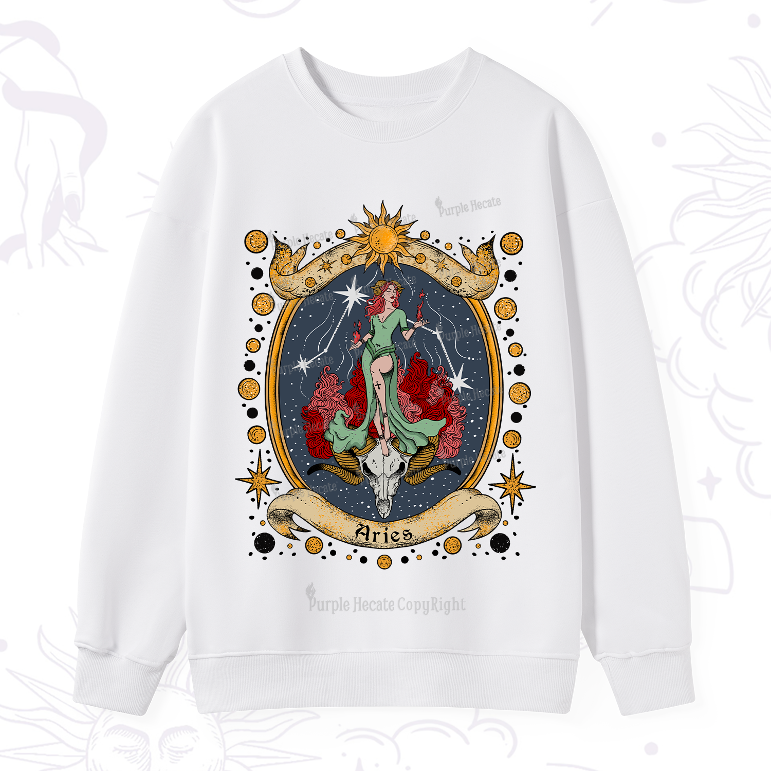 Purplehecate Celestial Aries Zodiac Sweatshirt