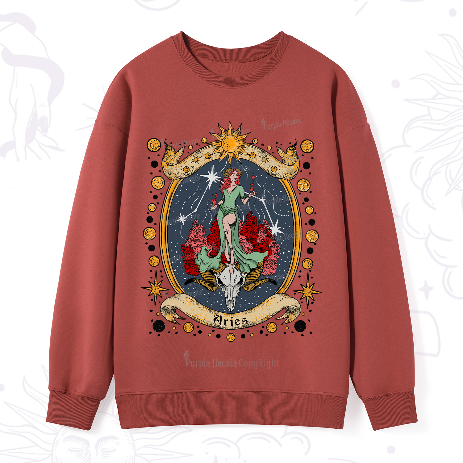 Purplehecate Celestial Aries Zodiac Sweatshirt