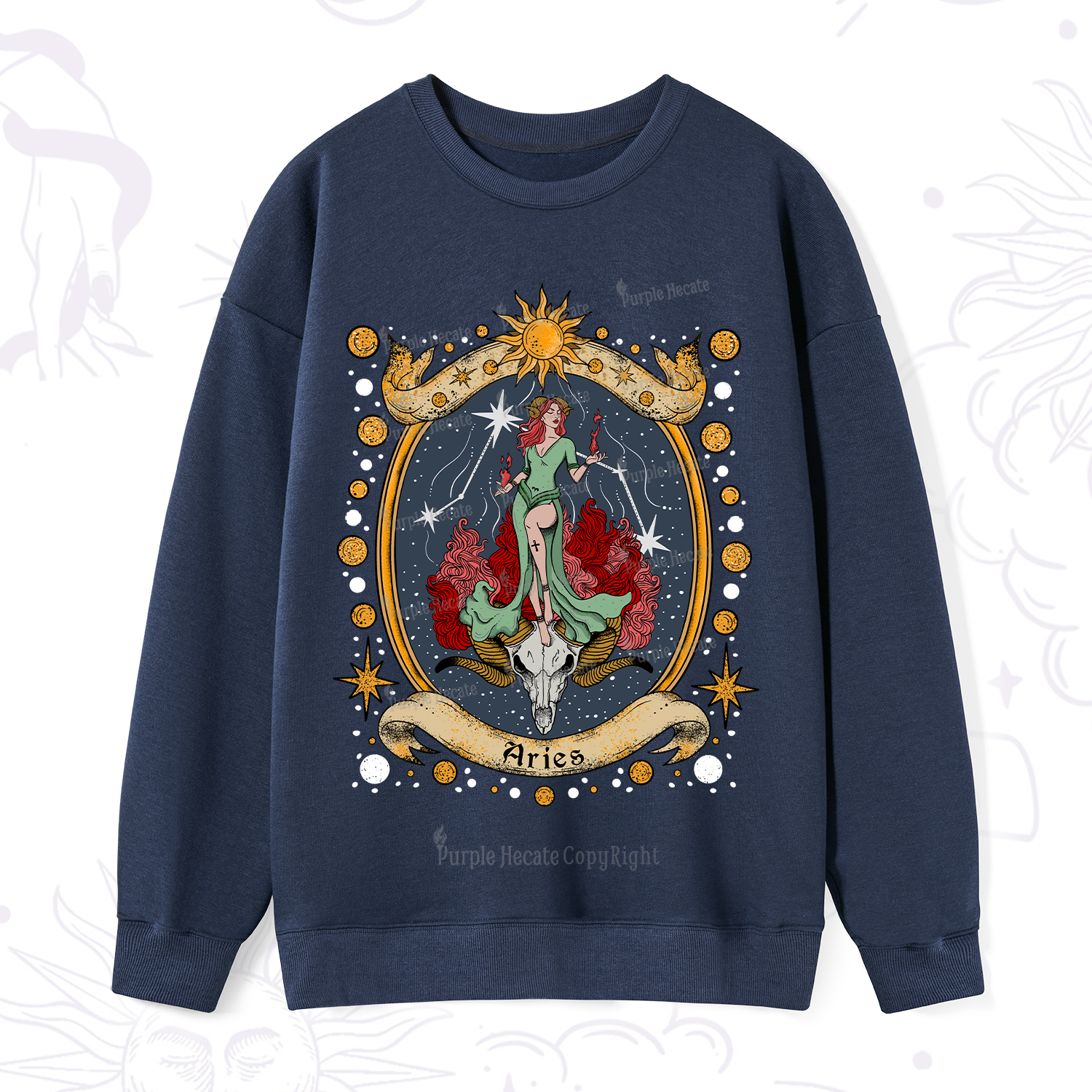 Purplehecate Celestial Aries Zodiac Sweatshirt