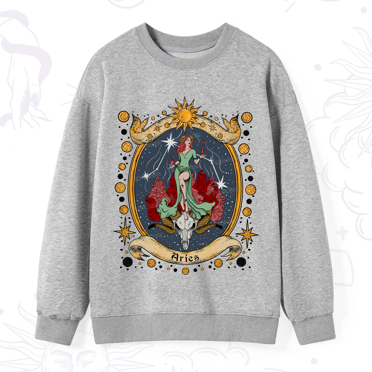Purplehecate Celestial Aries Zodiac Sweatshirt