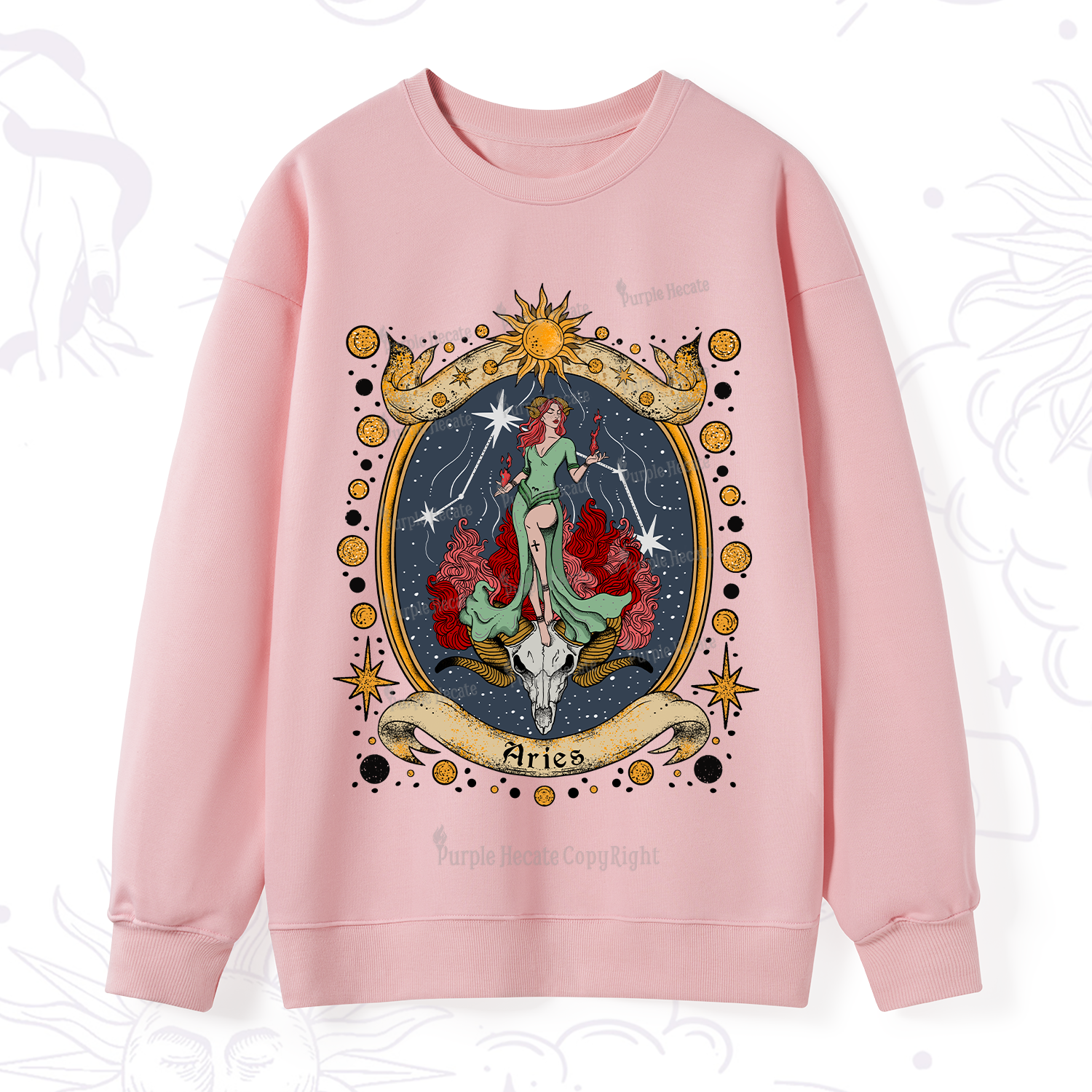 Purplehecate Celestial Aries Zodiac Sweatshirt