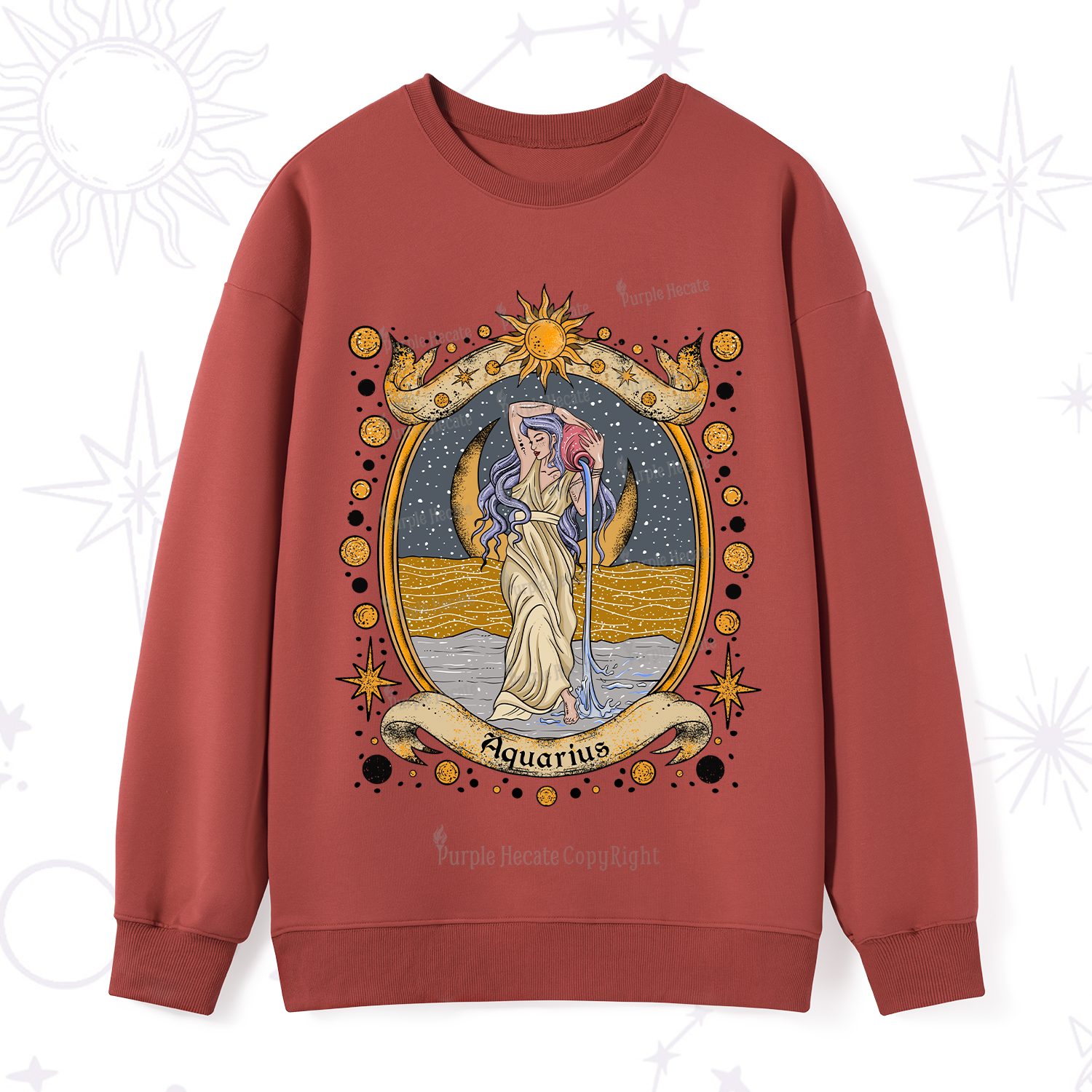 Purplehecate Celestial Aquarius Zodiac Sweatshirt