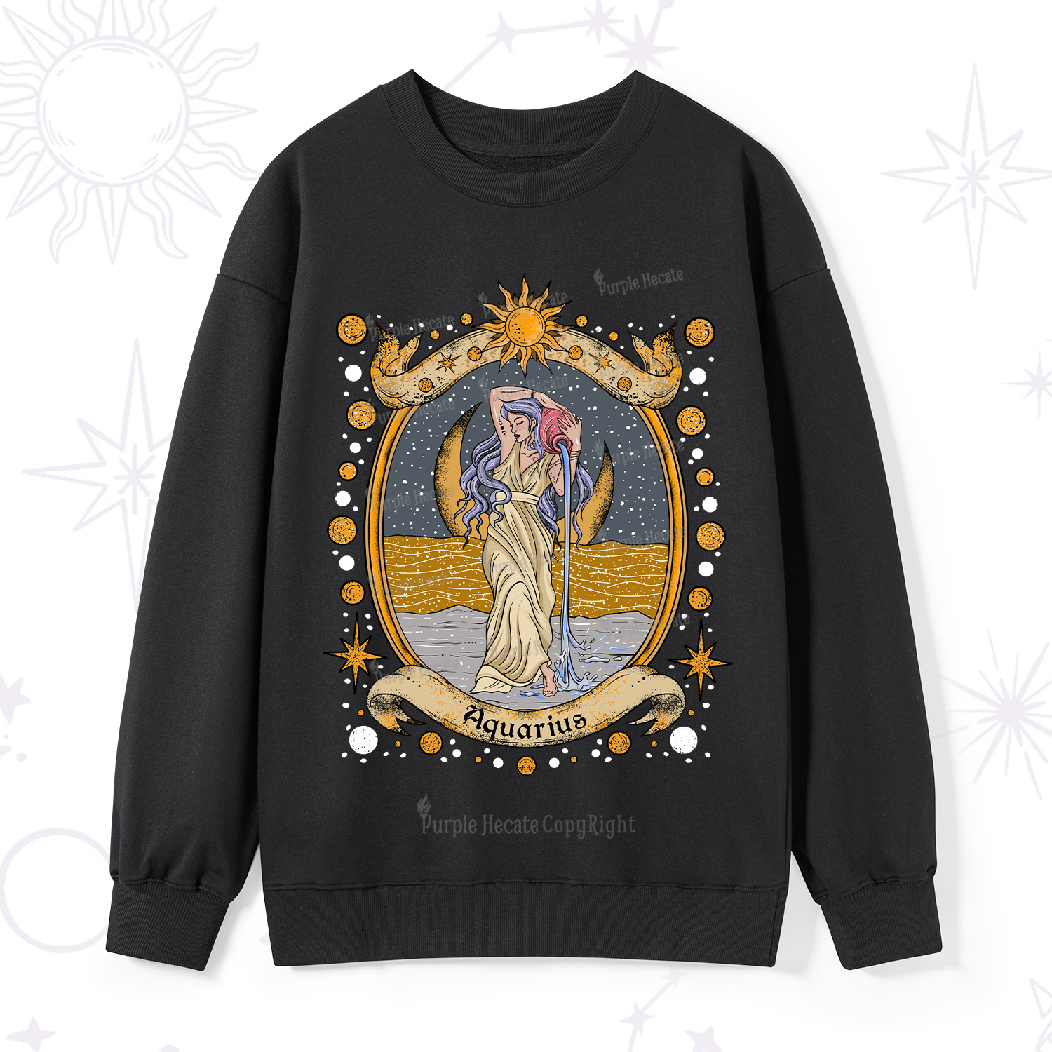 Purplehecate Celestial Aquarius Zodiac Sweatshirt