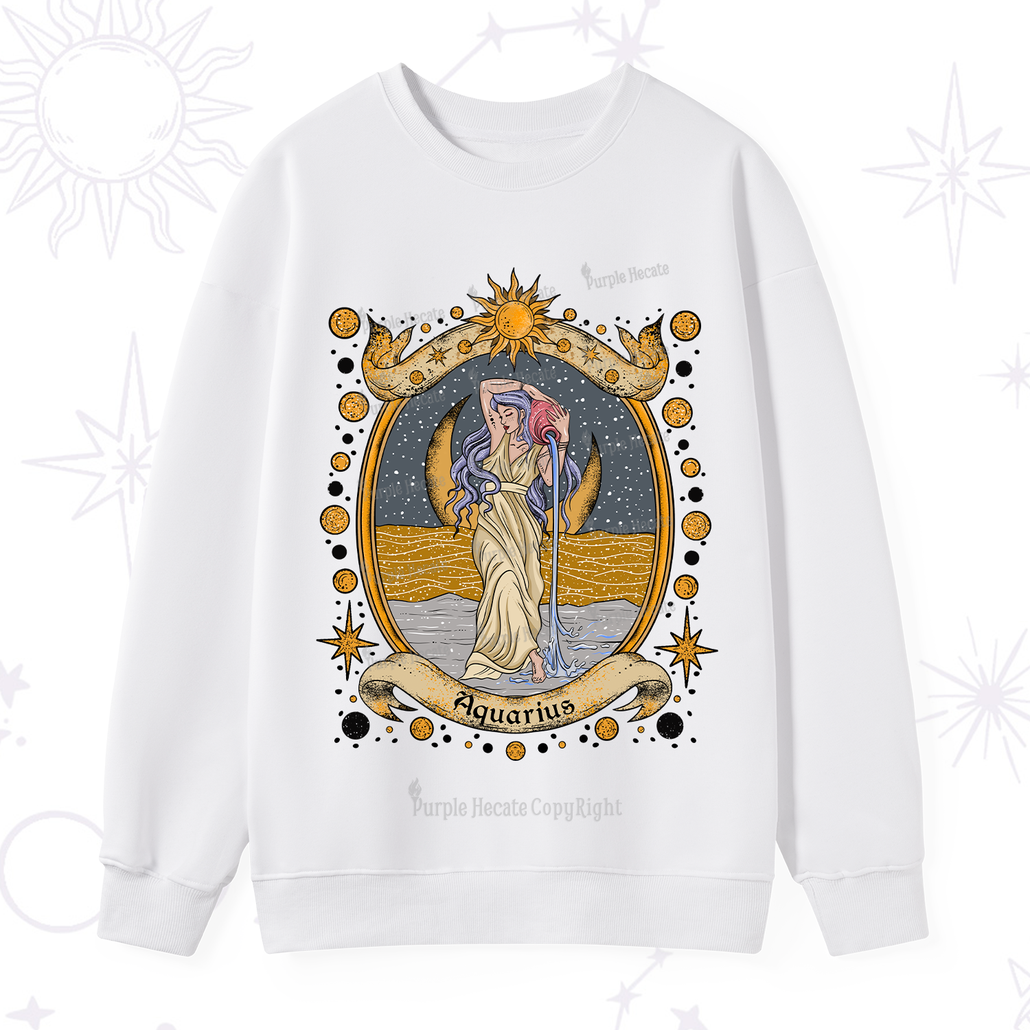 Purplehecate Celestial Aquarius Zodiac Sweatshirt