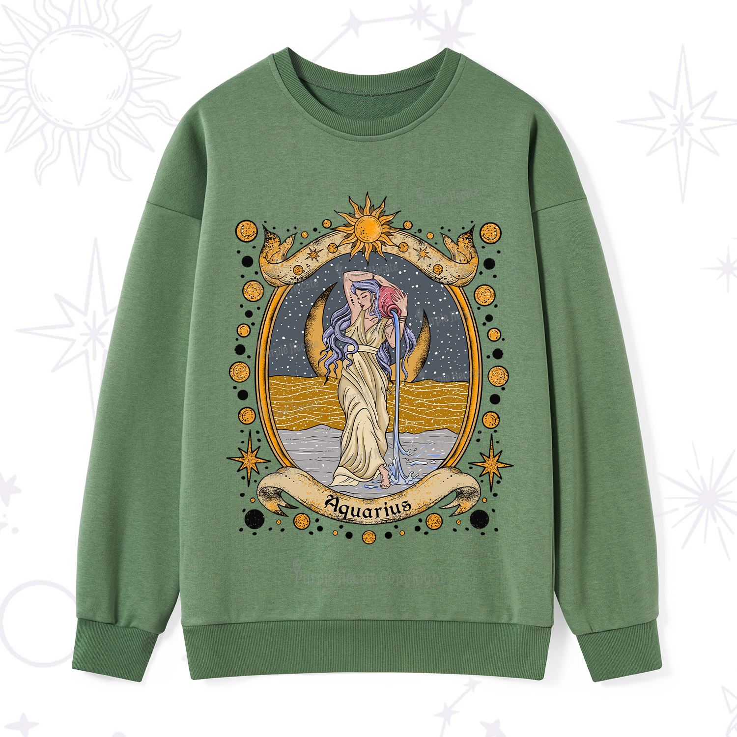 Purplehecate Celestial Aquarius Zodiac Sweatshirt