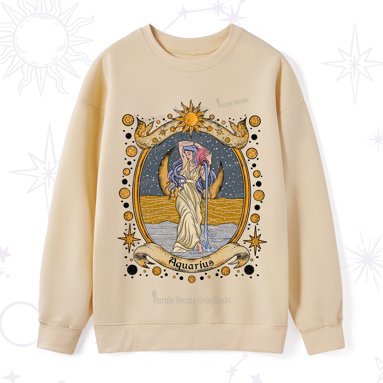 Purplehecate Celestial Aquarius Zodiac Sweatshirt