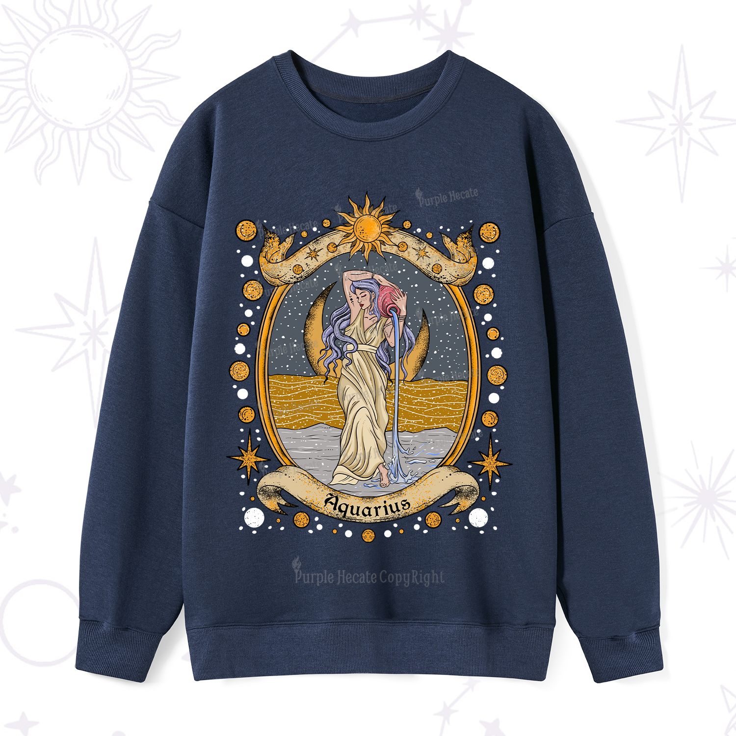 Purplehecate Celestial Aquarius Zodiac Sweatshirt