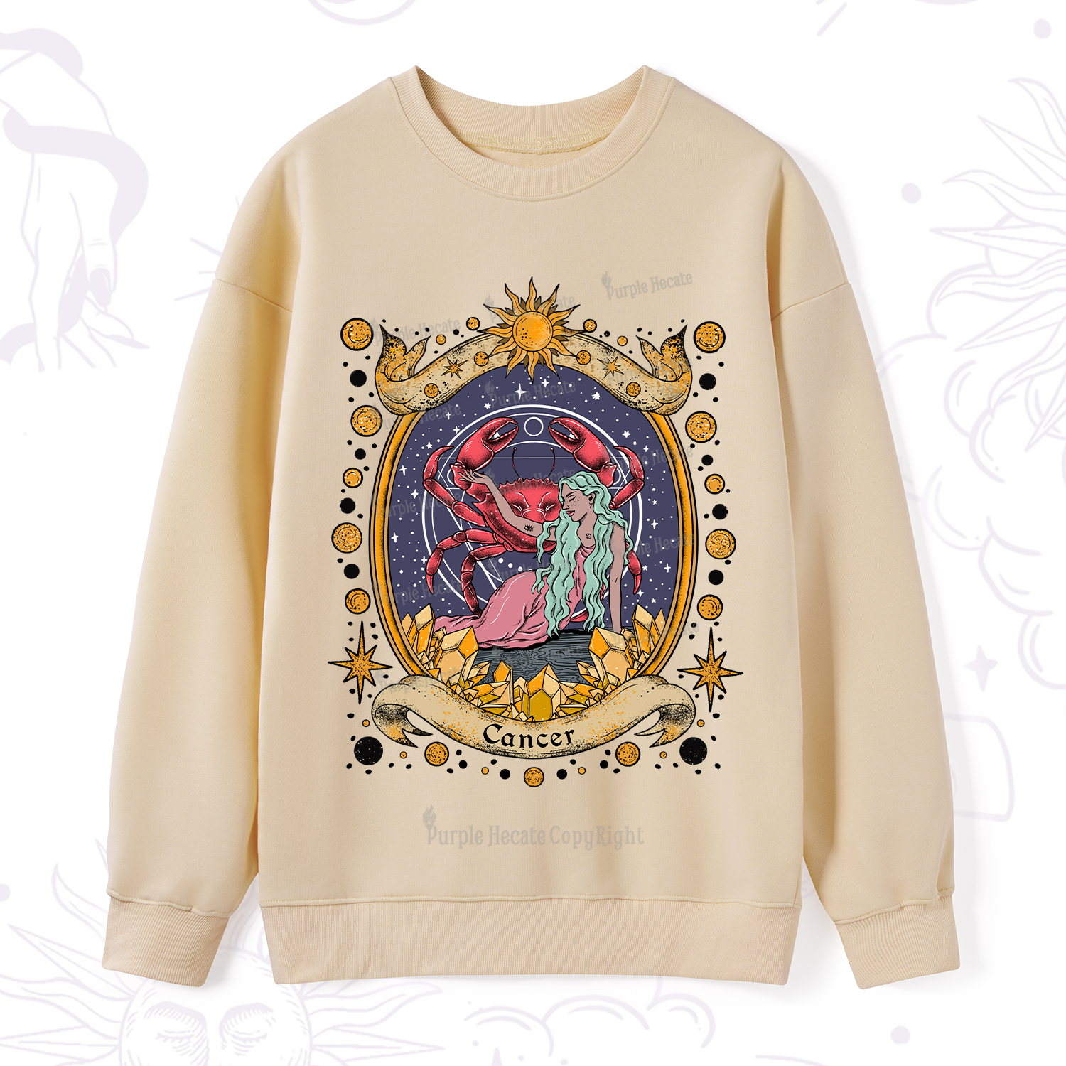 Purplehecate Celestial Cancer Zodiac Sweatshirt