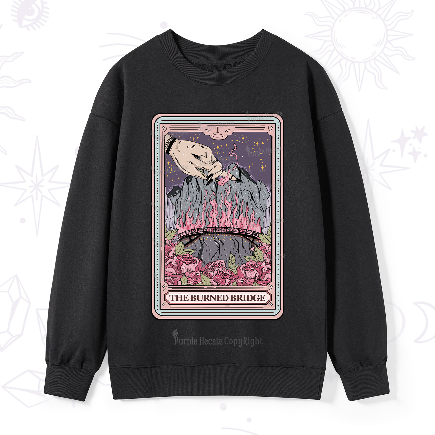 Purplehecate The Burned Bridge Tarot Sweatshirt