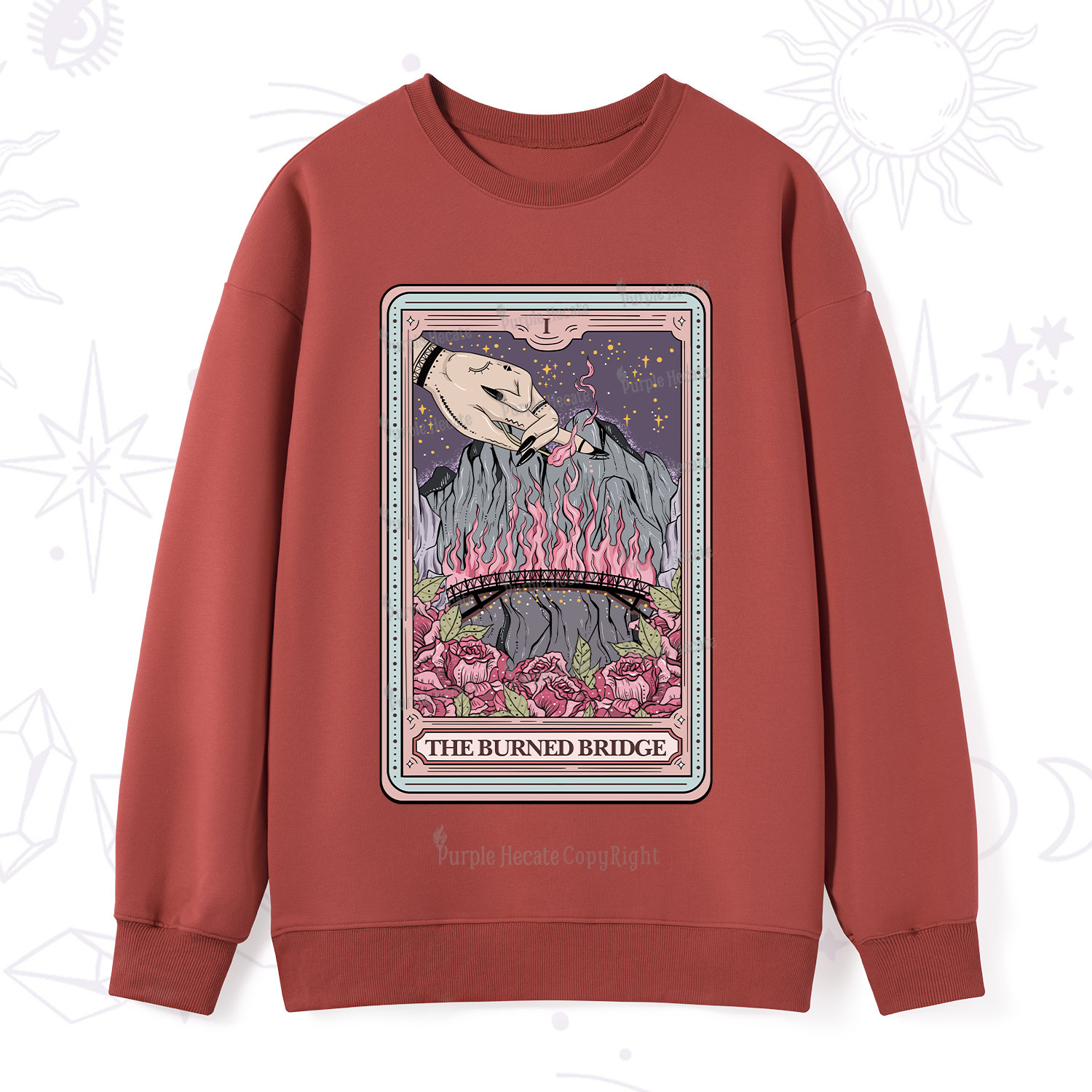 Purplehecate The Burned Bridge Tarot Sweatshirt
