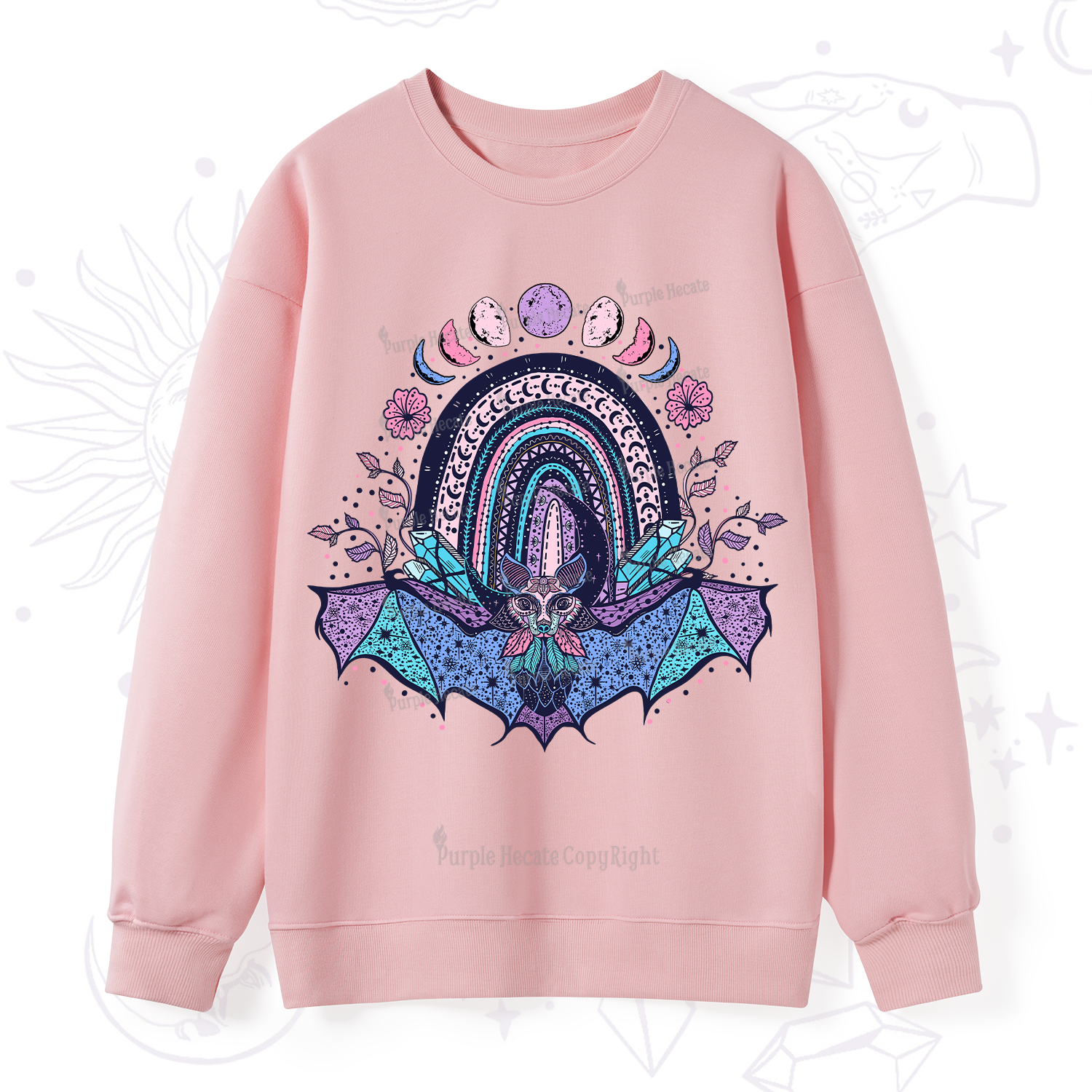 Purplehecate Moon Phase Bat Sweatshirt