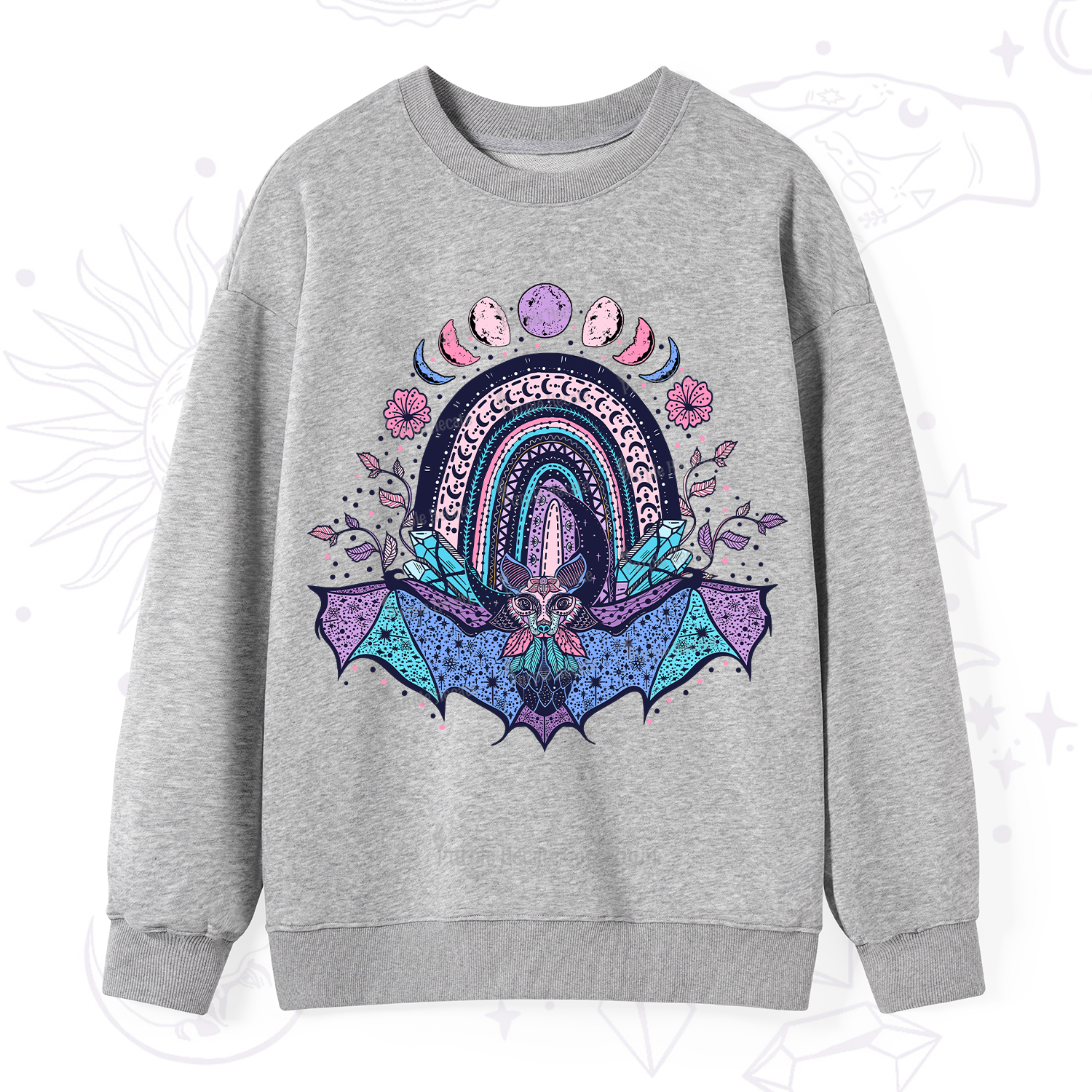 Purplehecate Moon Phase Bat Sweatshirt
