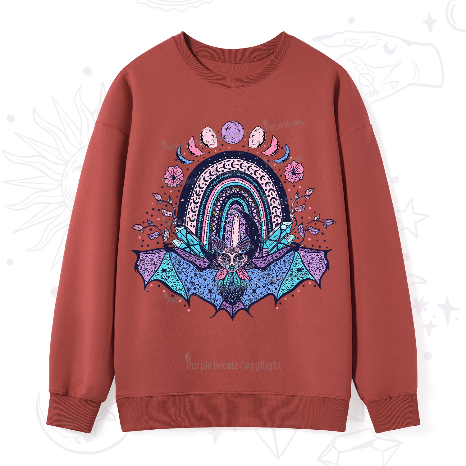 Purplehecate Moon Phase Bat Sweatshirt