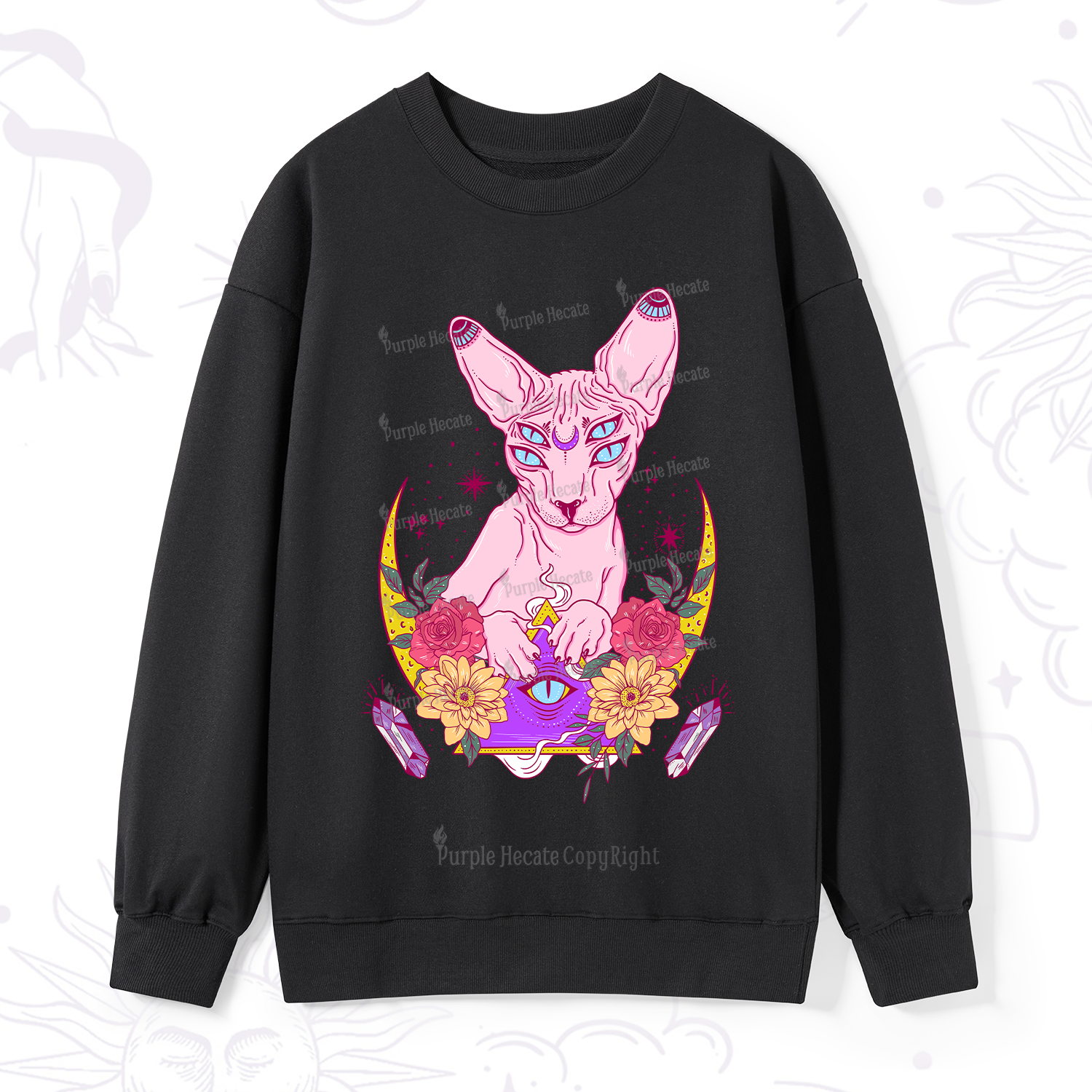 Purplehecate Moon Phase Cat Sweatshirt